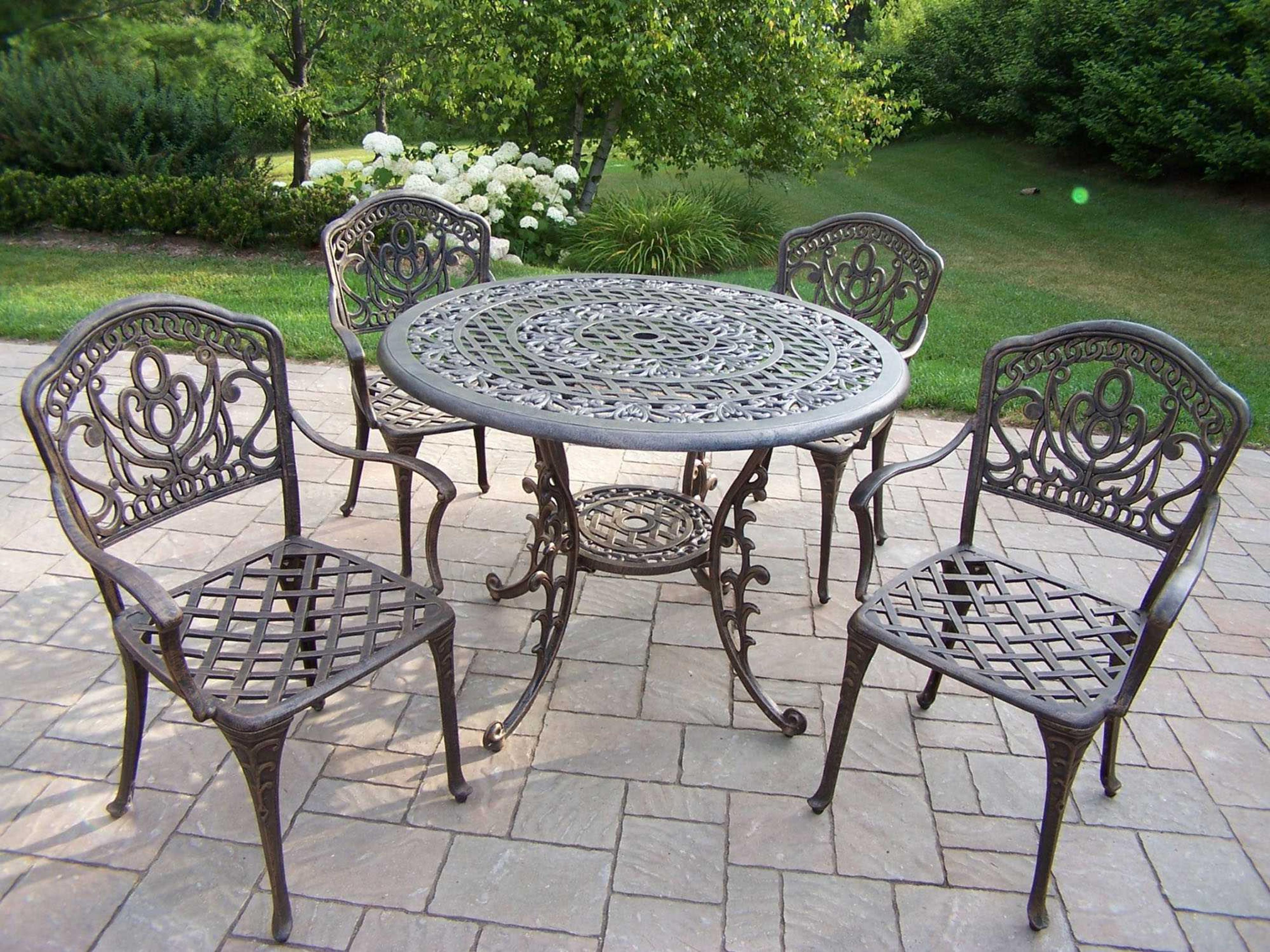 Oakland Living Mississippi Casual Metal Cast Aluminum Outdoor Dining Set