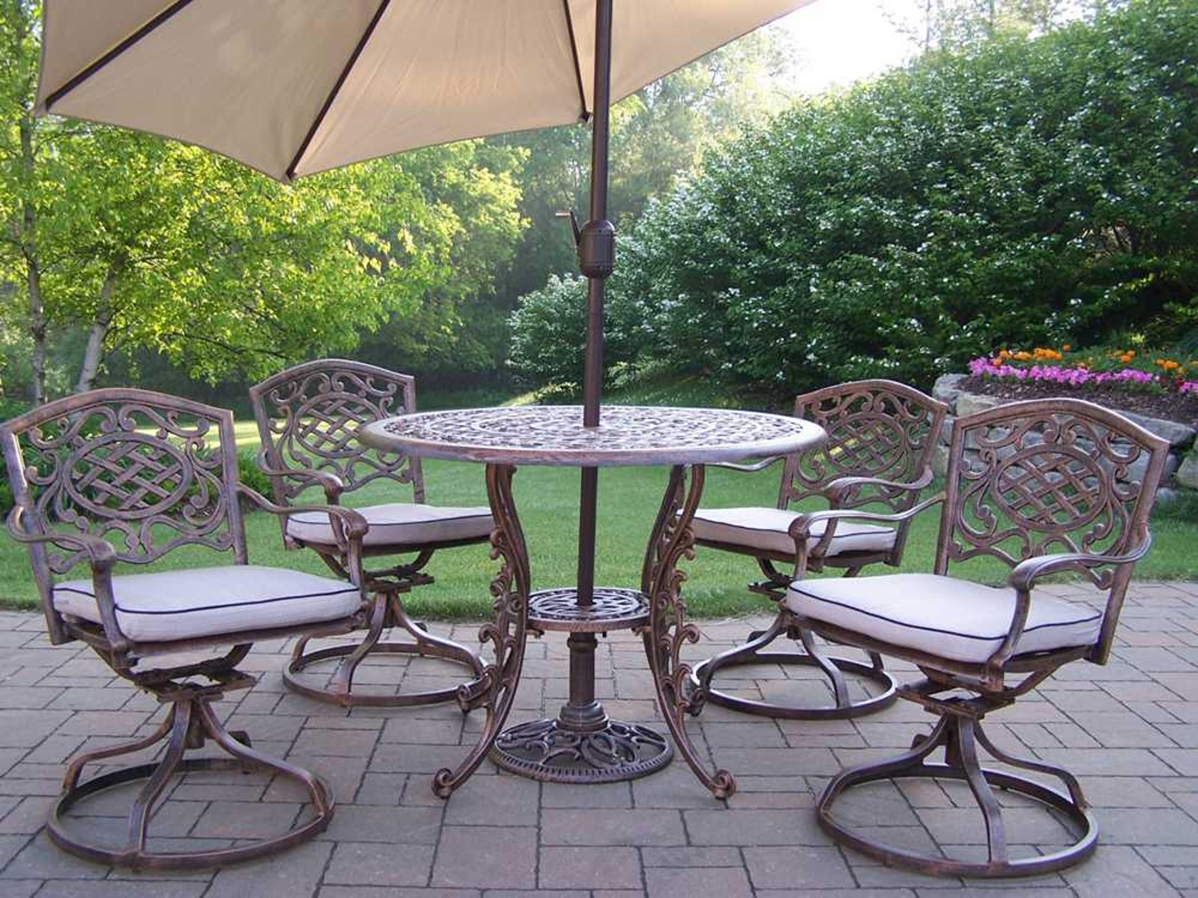 Oakland Living Mississippi Casual Cushion Cast Aluminum Patio Dining Set
