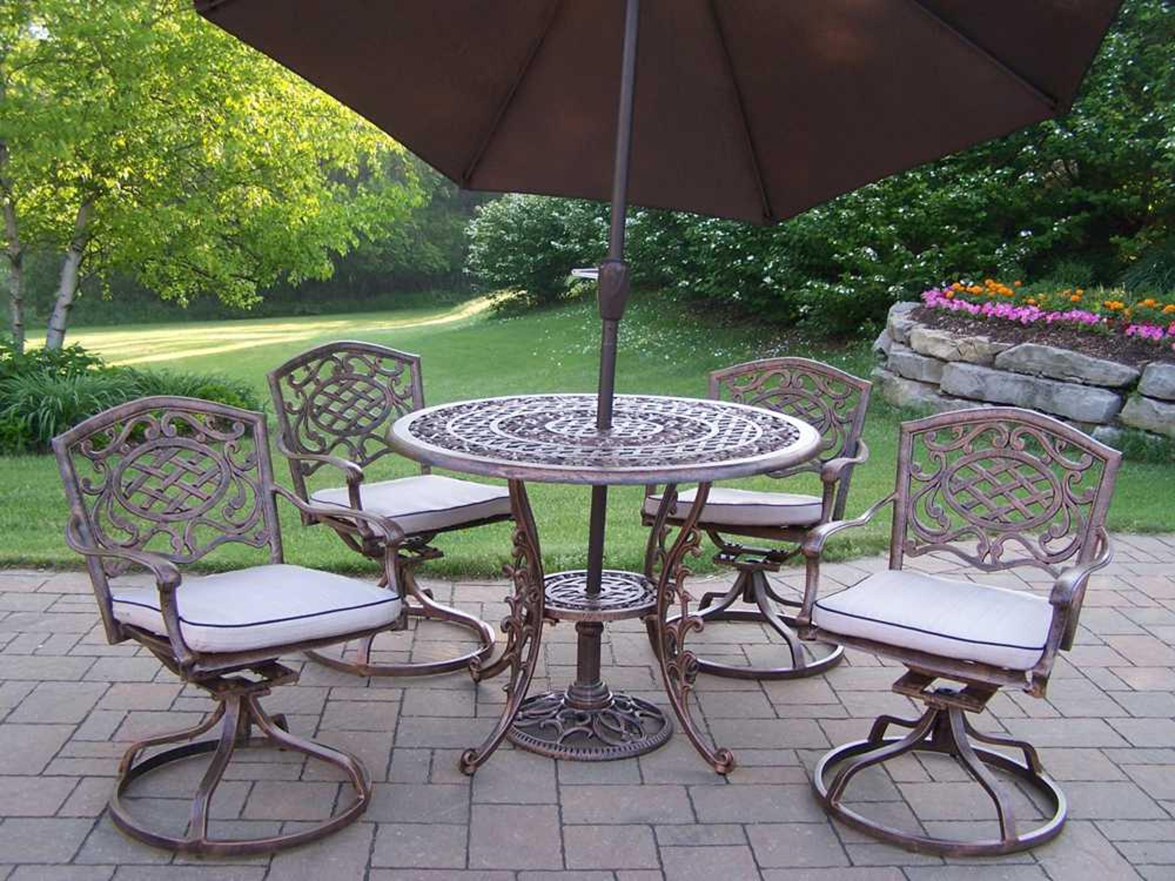 Oakland Living Mississippi Casual Cushion Cast Aluminum Outdoor Dining Set