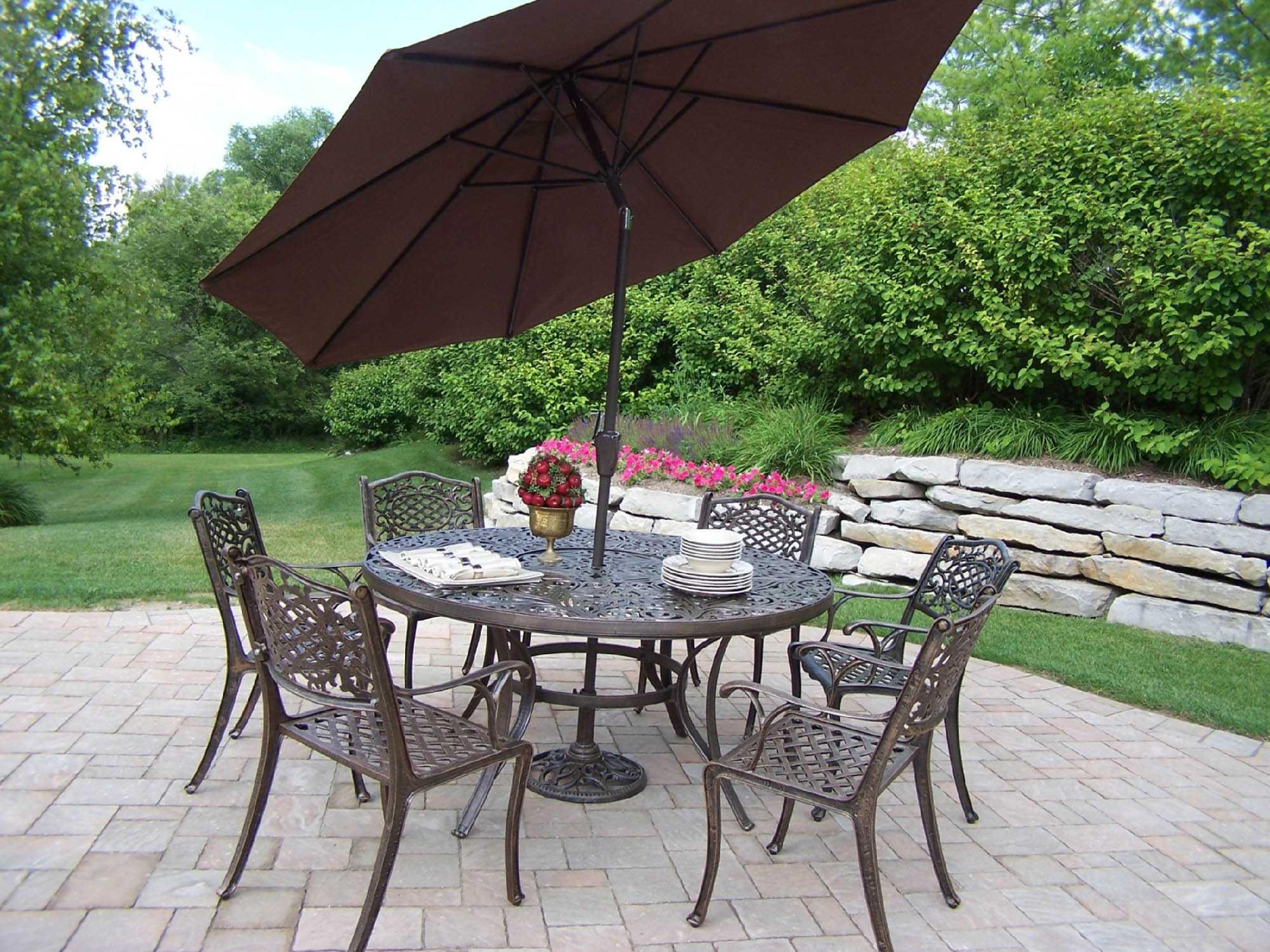 Oakland Living Mississippi Casual Metal Cast Aluminum Outdoor Patio Dining Set
