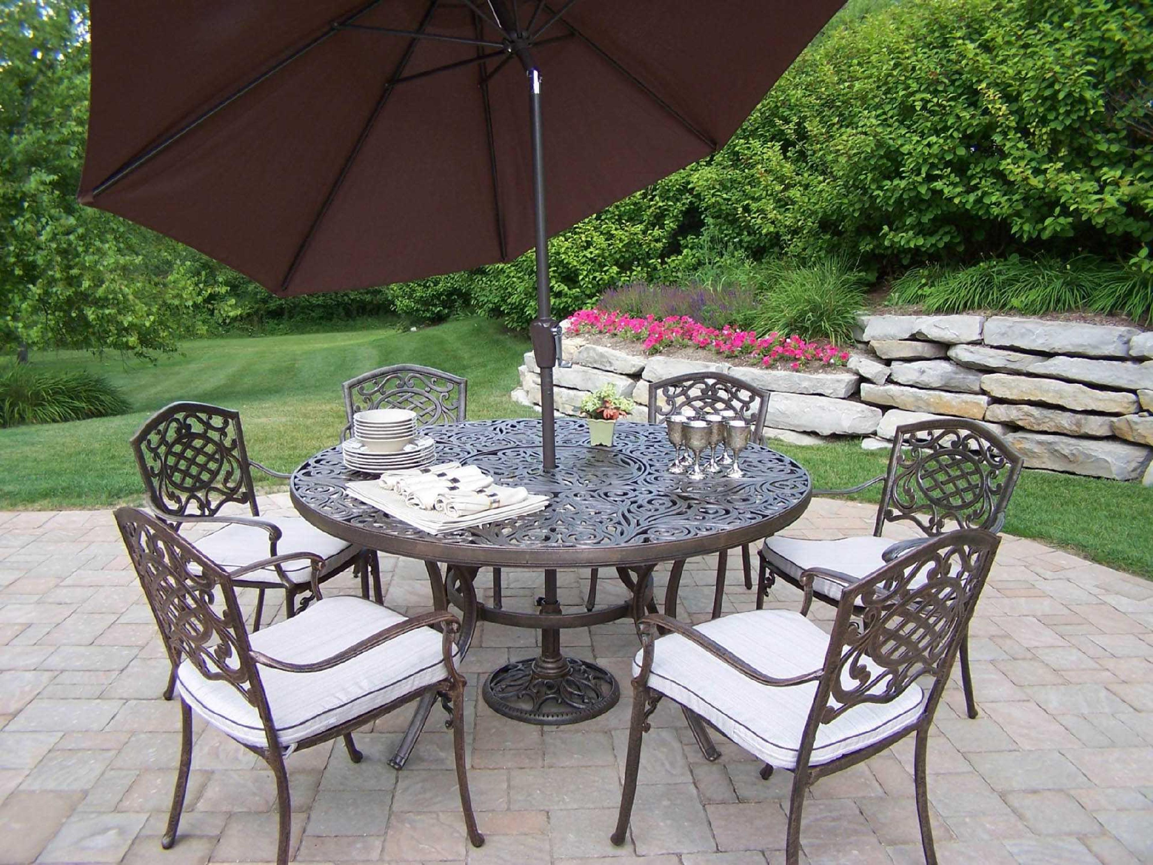 Oakland Living Mississippi Casual Cushion Cast Aluminum Patio Dining Set