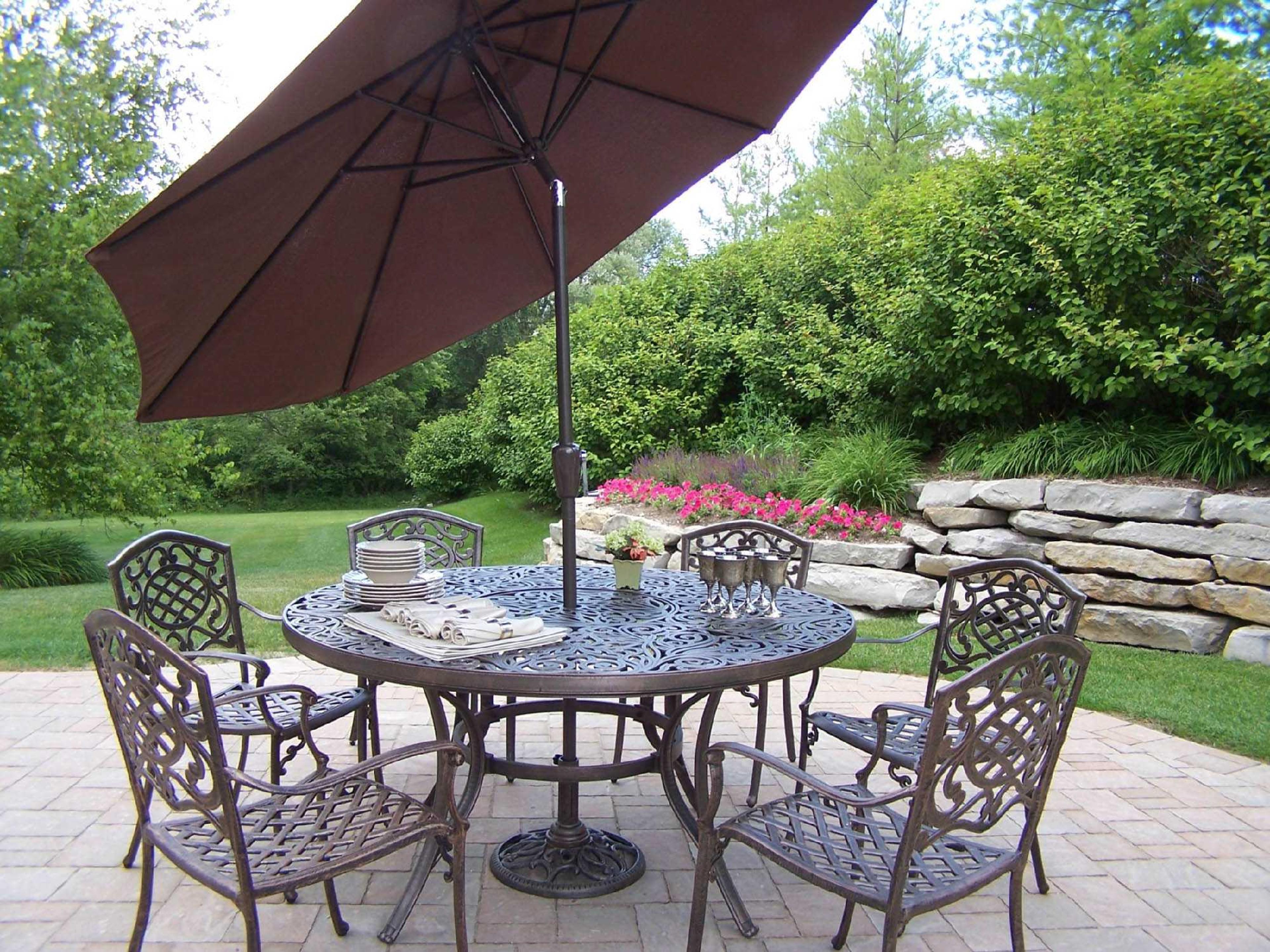 Oakland Living Mississippi Casual Metal Cast Aluminum Outdoor Dining Set