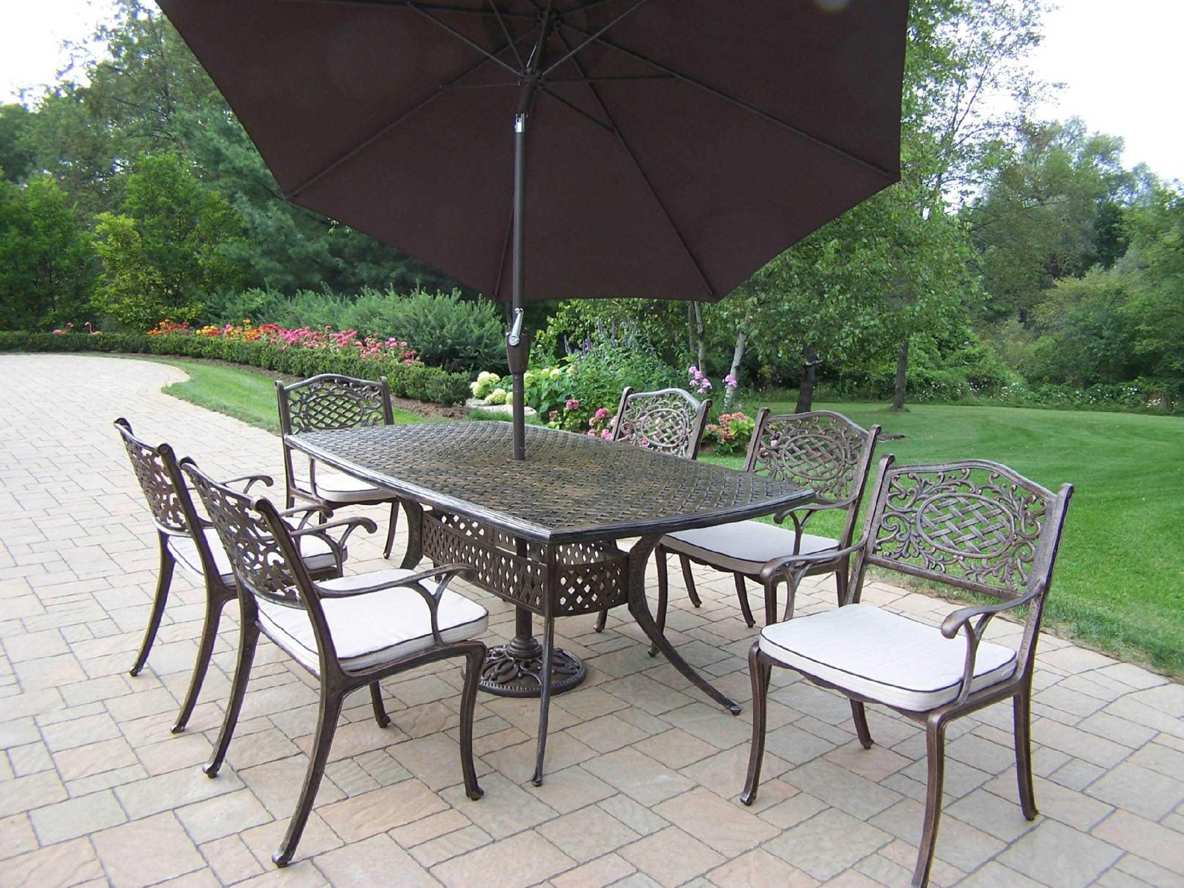 Oakland Living Oxford Casual Cushion Cast Aluminum Outdoor Patio Dining Set