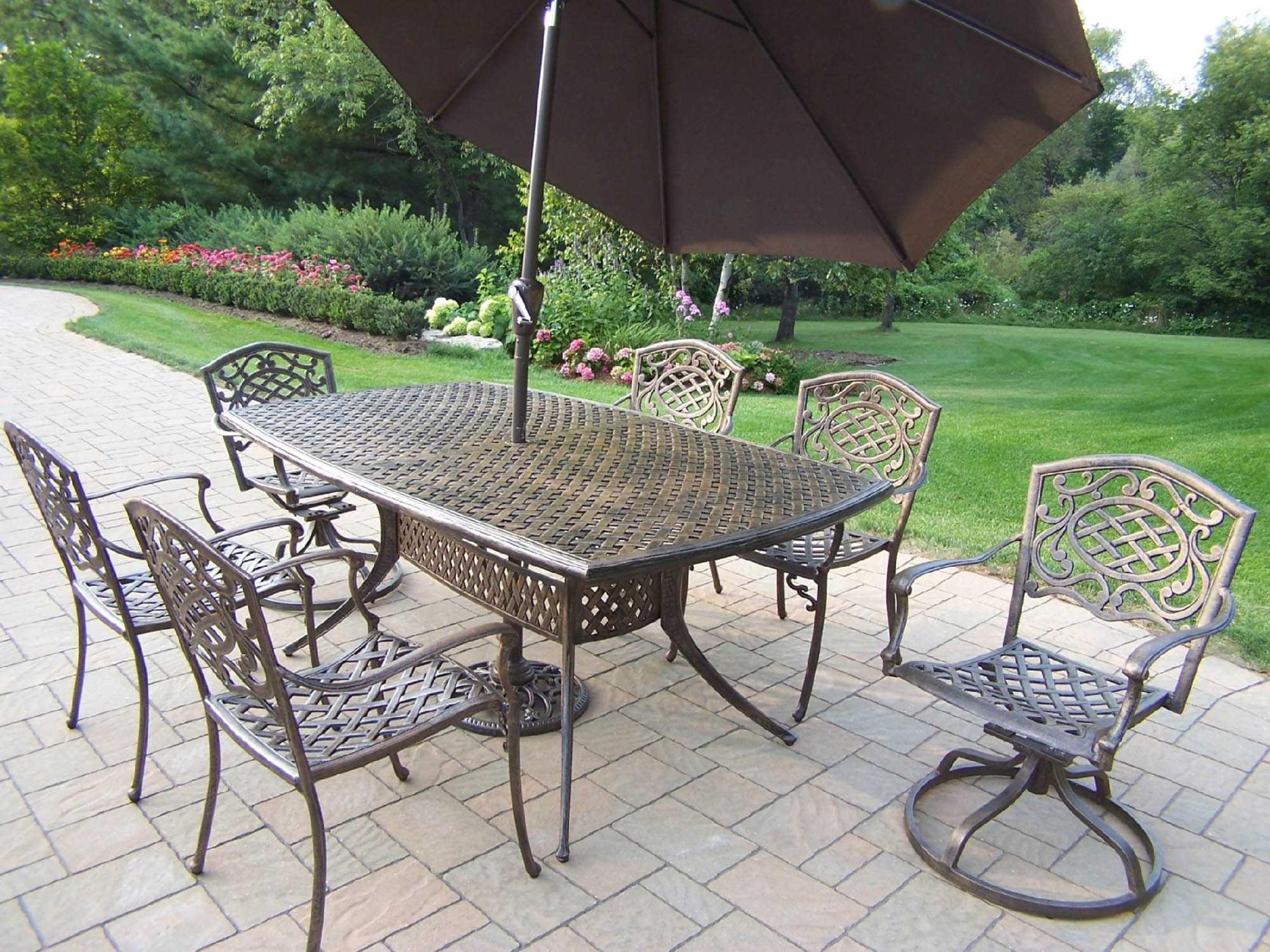 Oakland Living Oxford Casual Metal Cast Aluminum Outdoor Patio Dining Set