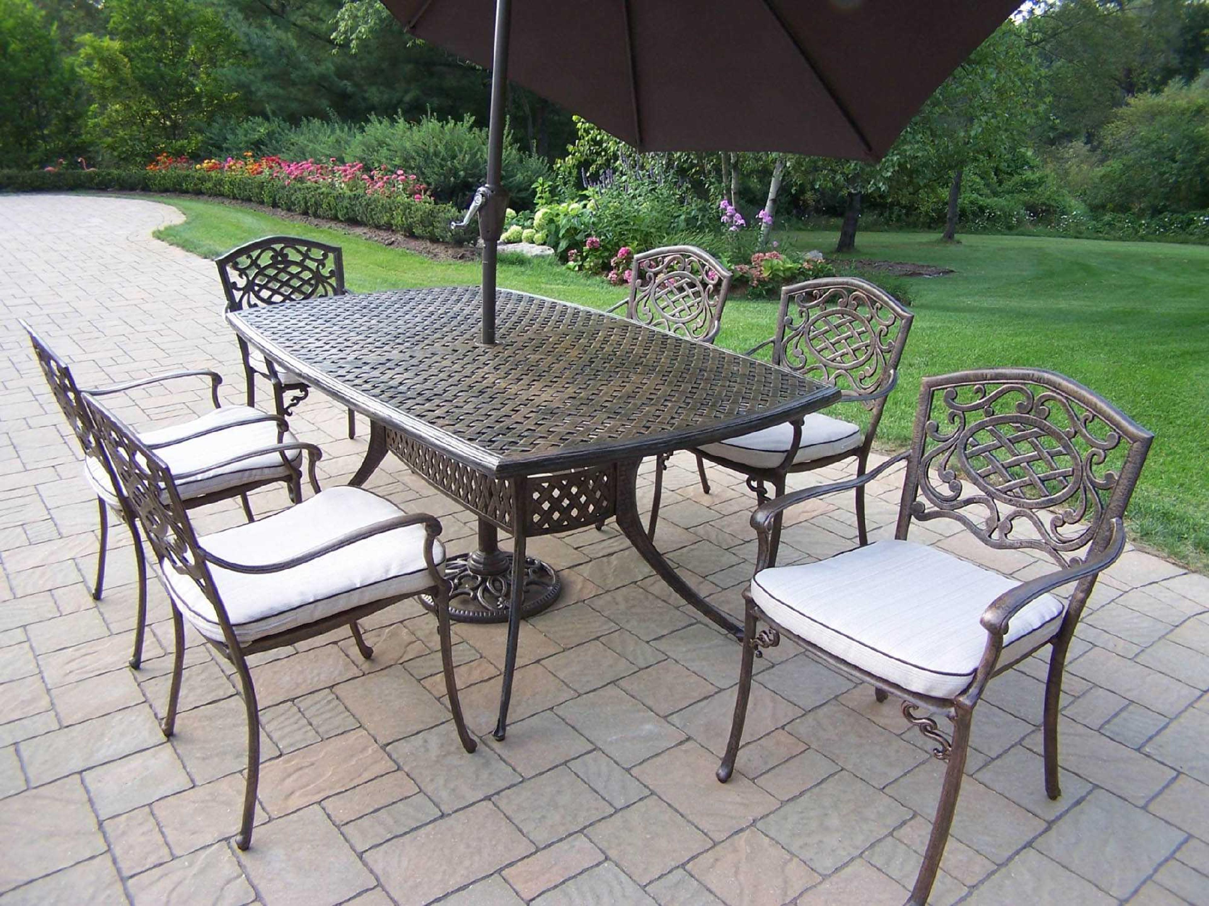 Oakland Living Oxford Casual Cushion Cast Aluminum Patio Dining Set
