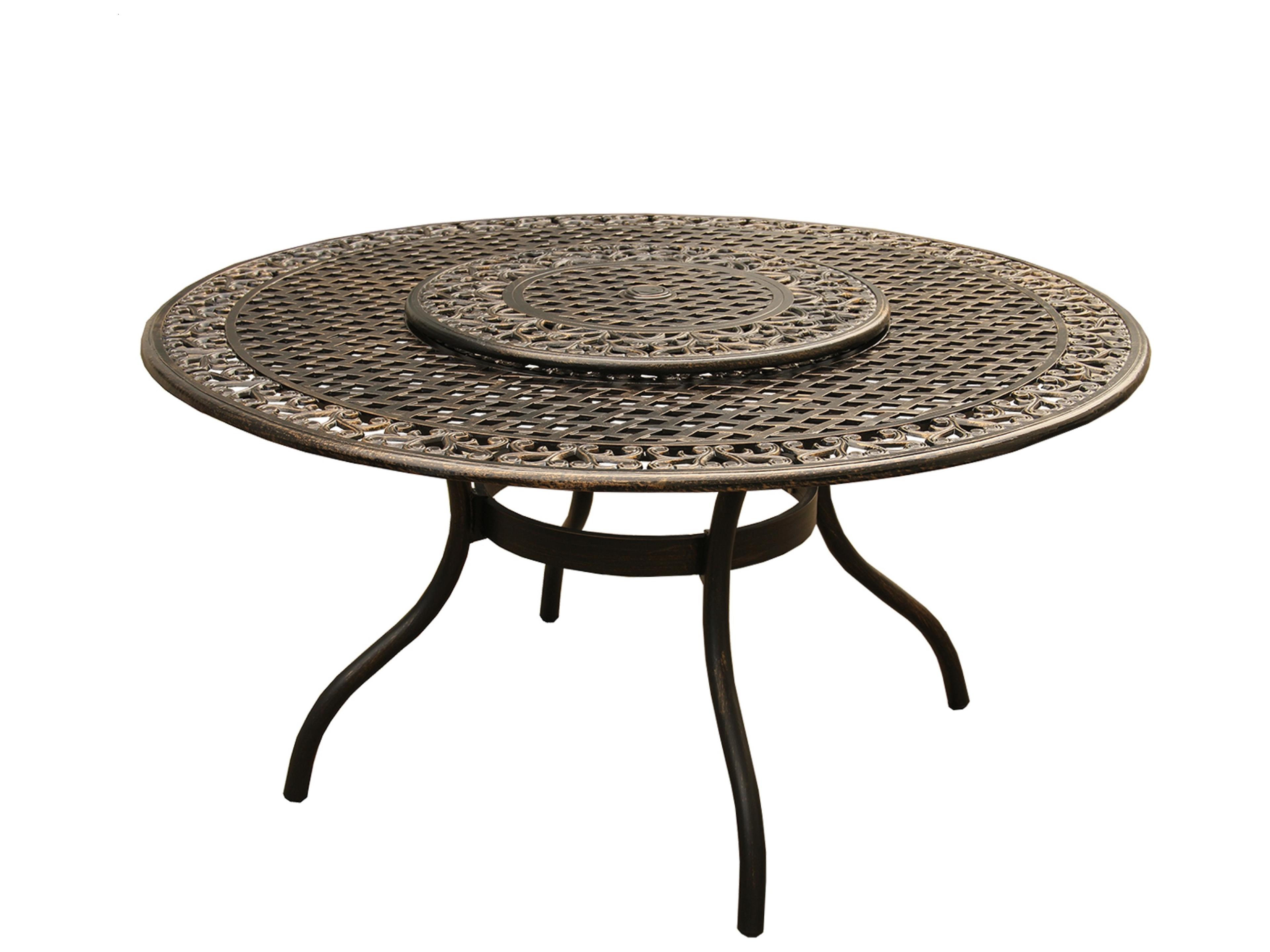 Oakland Living Lattice Aluminum 59 inch Bronze Round Outdoor Patio Dining Set with Lazy Susan and Six Chairs