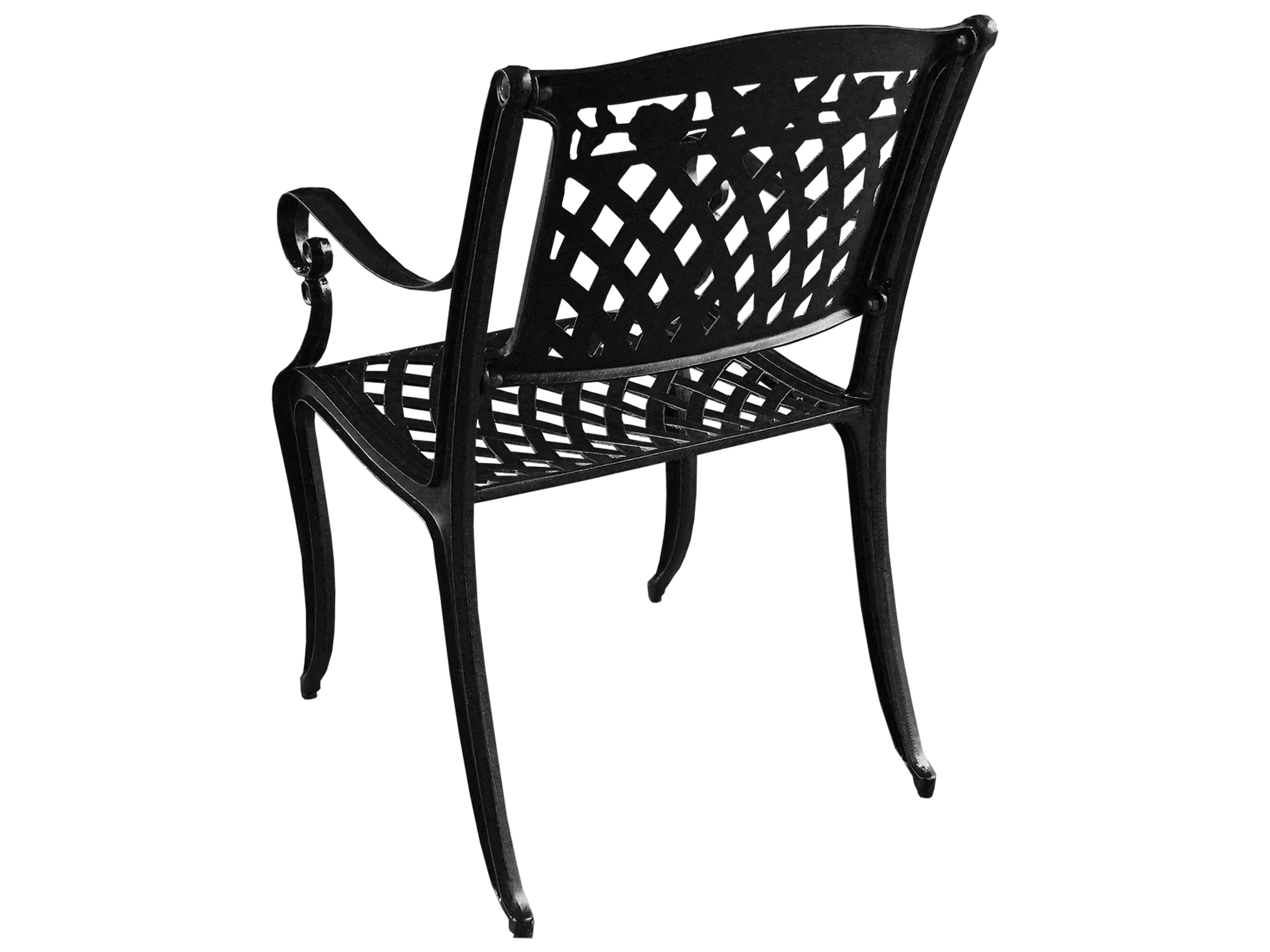 Oakland Living Modern Aluminum 48'' Black Round Outdoor Patio Dining Set with Four Chairs