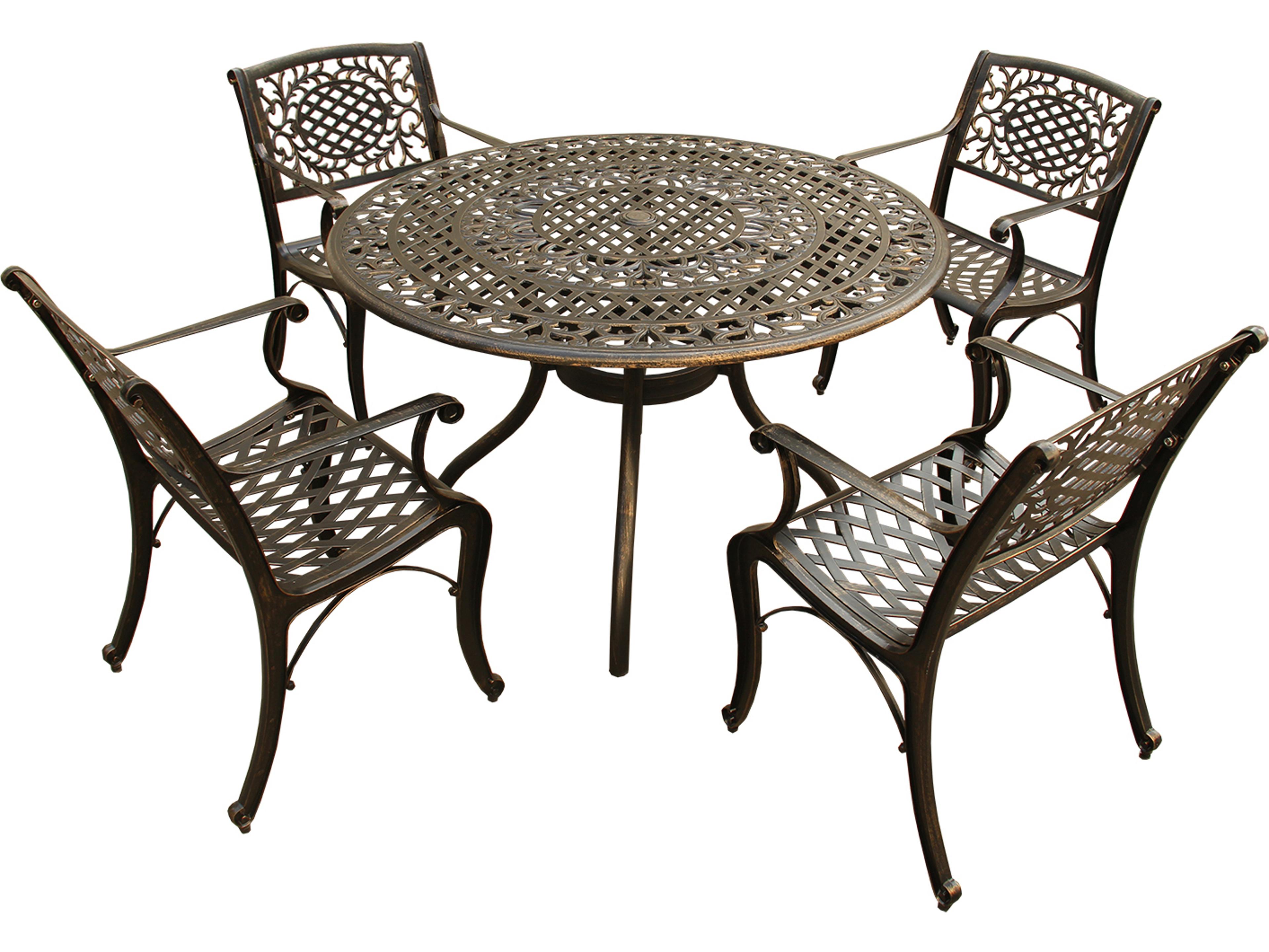Lattice Aluminum 48 inch Bronze Round Patio Dining Set with Four Chairs