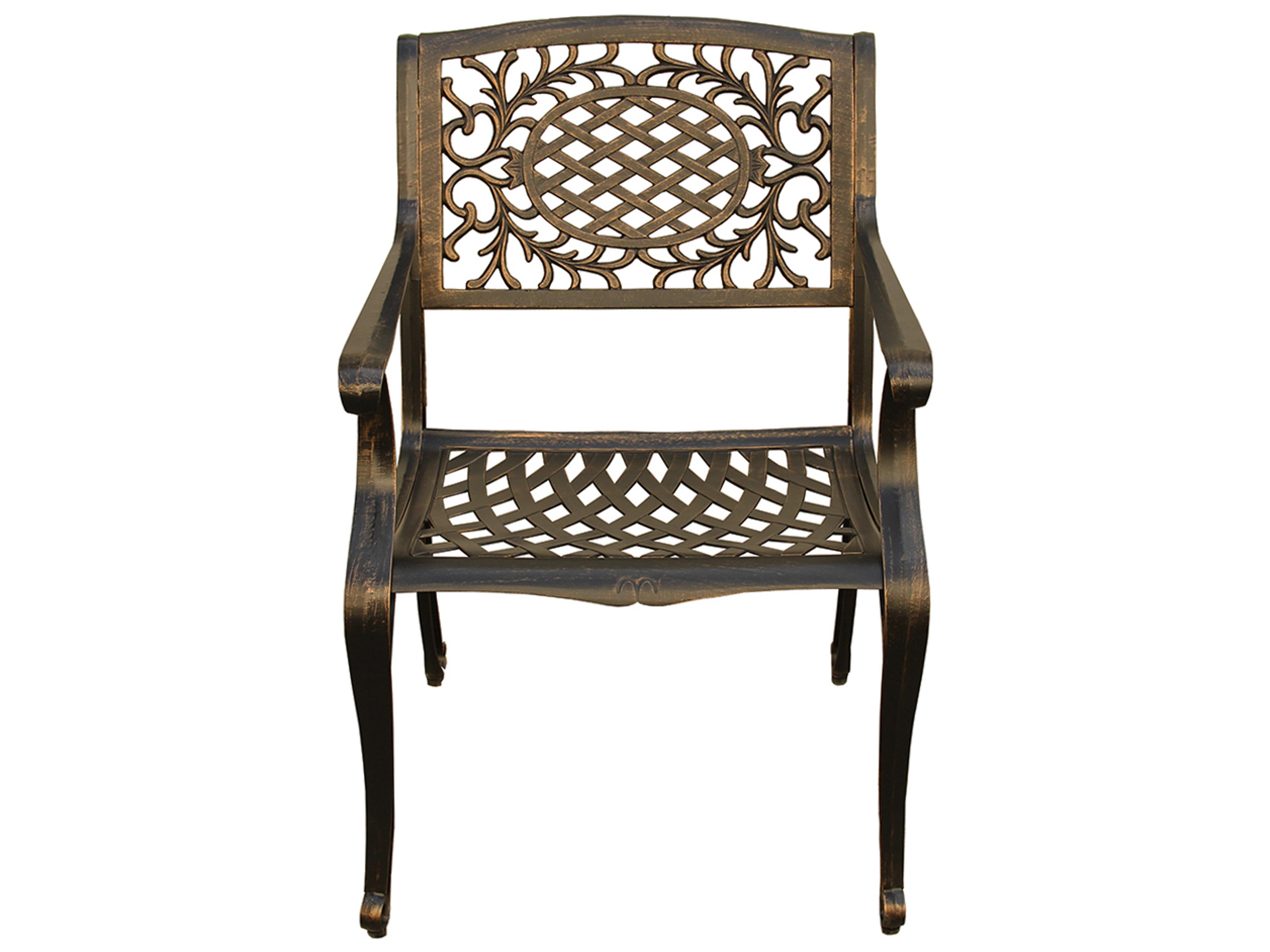 Oakland Living Lattice Aluminum 48 inch Bronze Round Patio Dining Set with Four Chairs