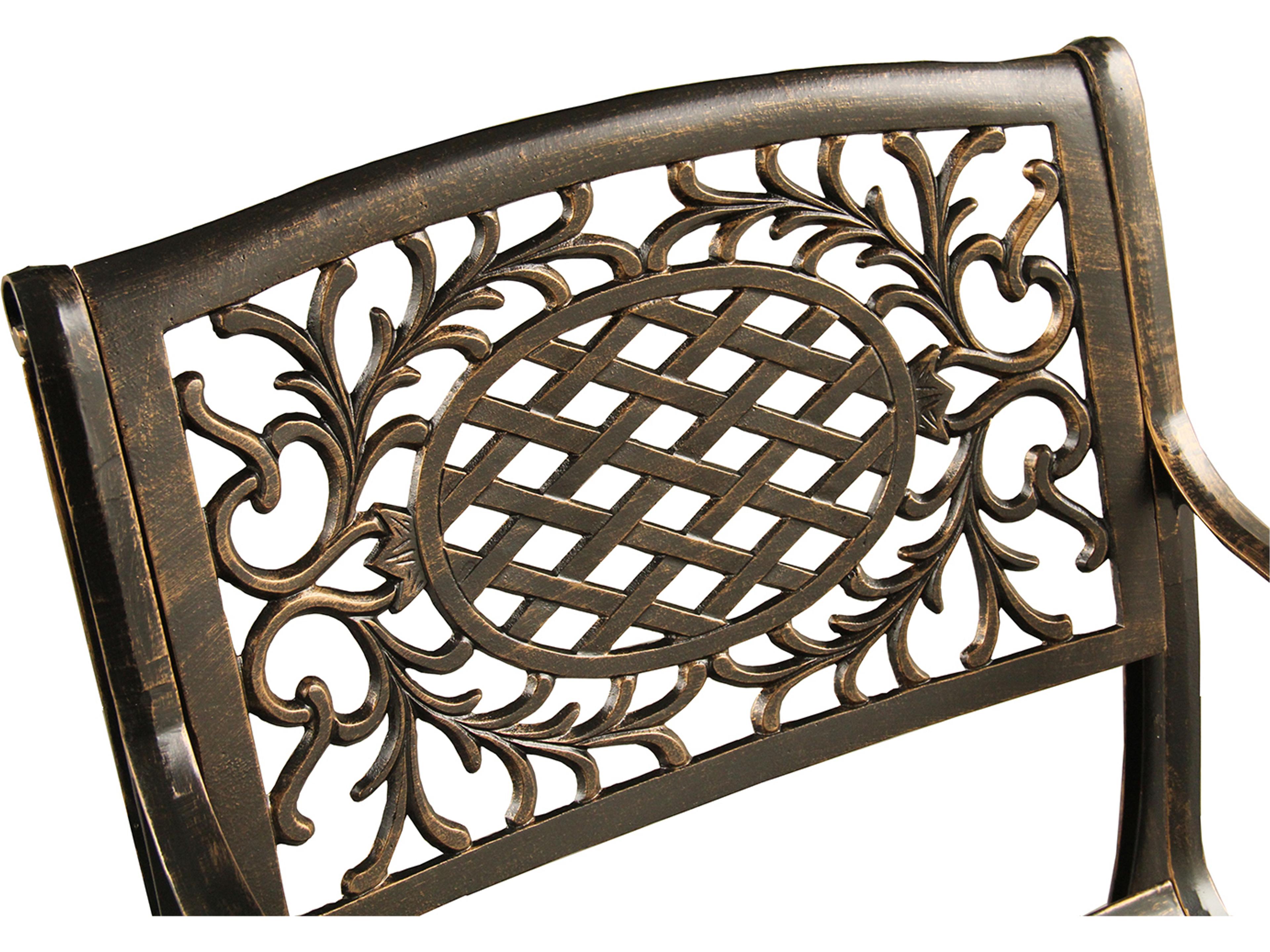 Oakland Living Mesh Ornate Bronze Cast Aluminum Outdoor Dining Arm Chair