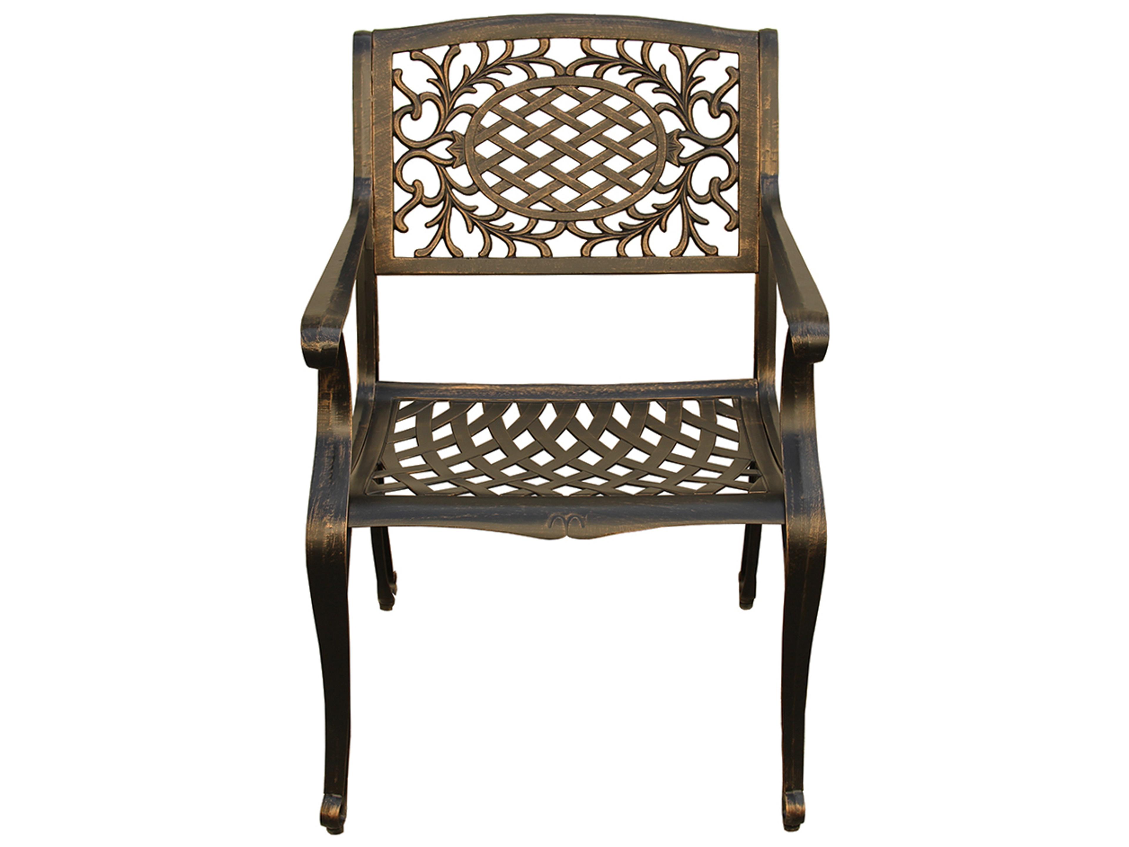 Oakland Living Mesh Ornate Bronze Cast Aluminum Outdoor Dining Arm Chair
