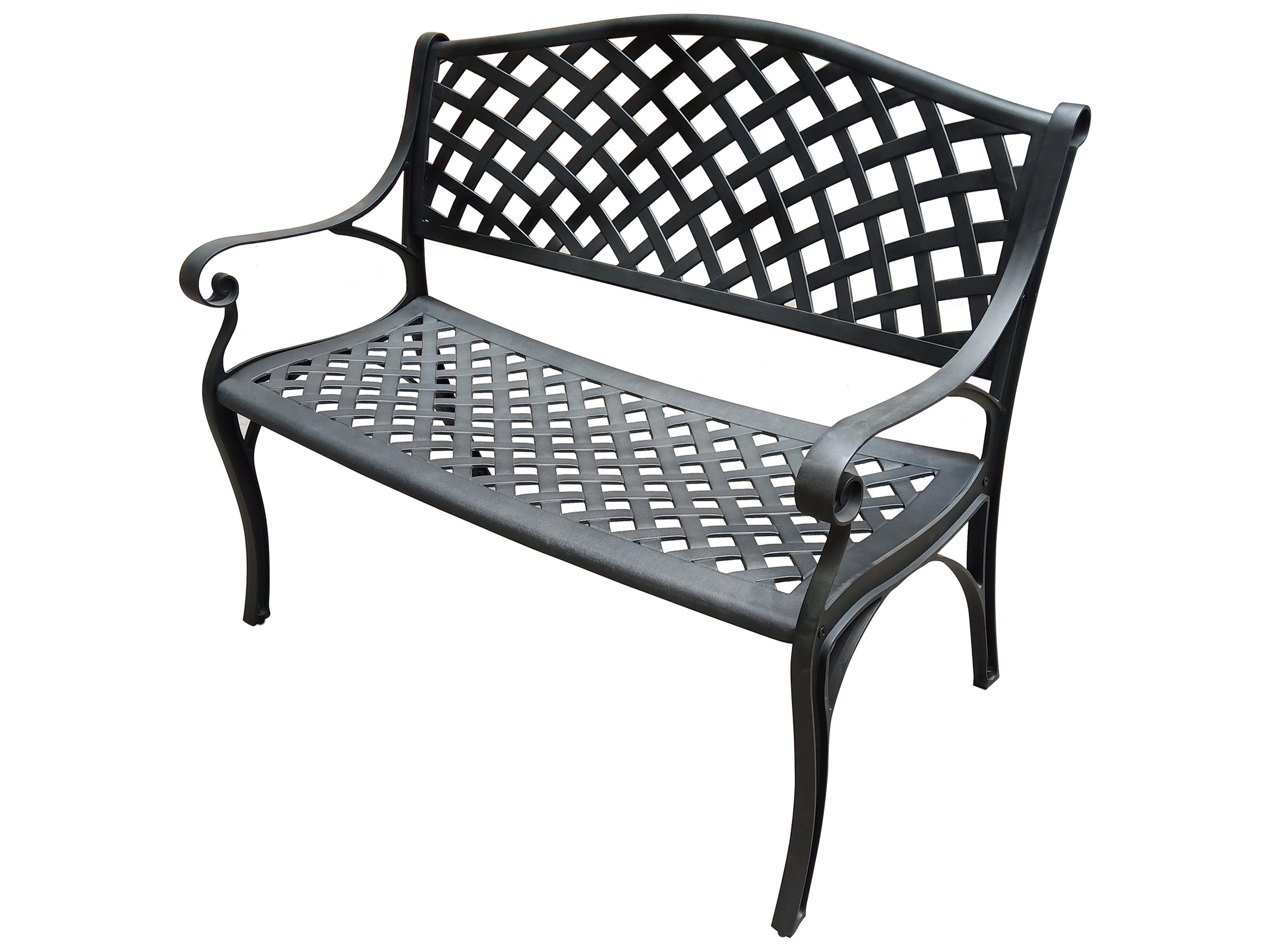 Aluminum Modern Black Outdoor Bench Loveseat