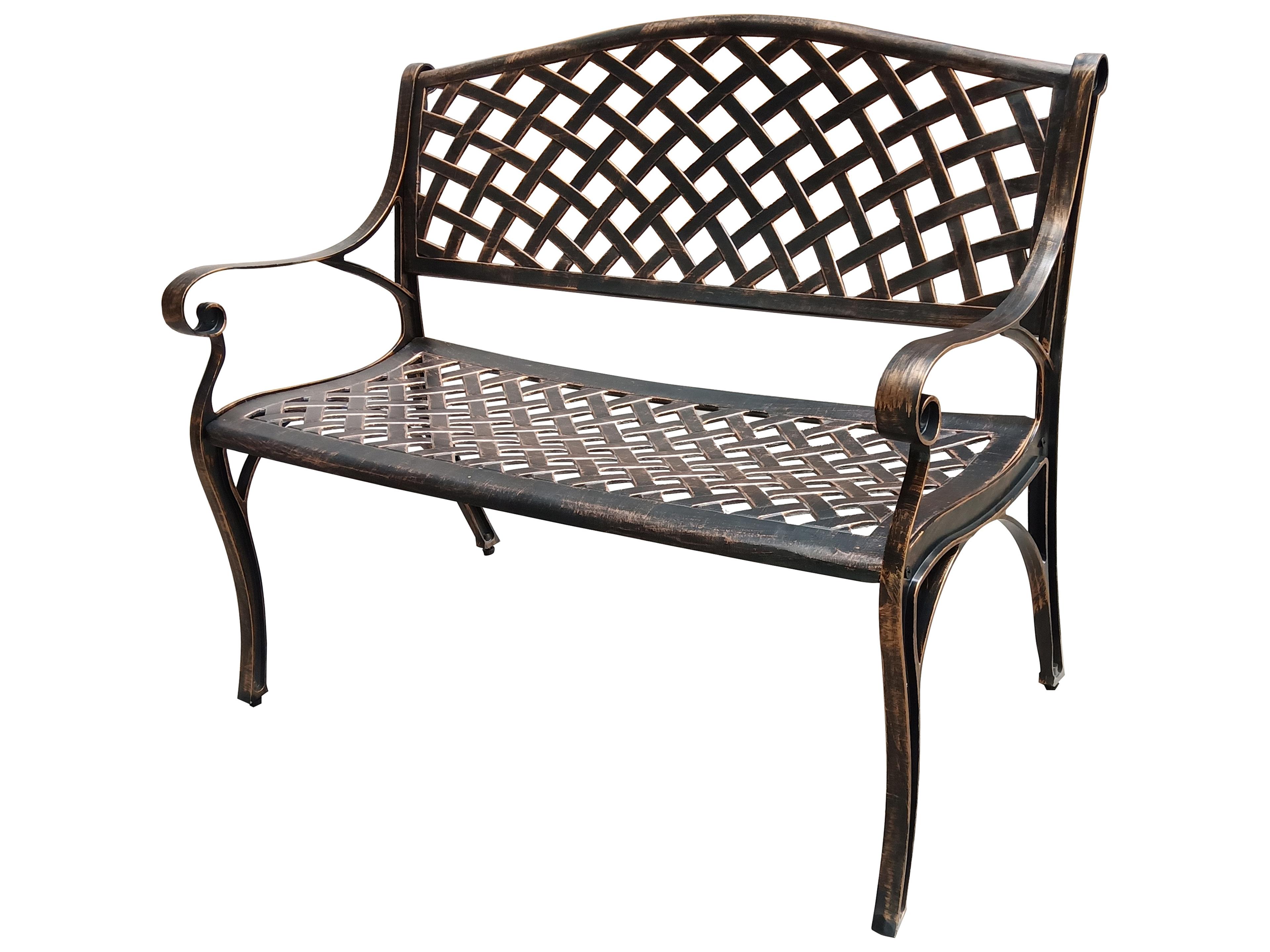 Aluminum Modern Bronze Outdoor Patio Bench Loveseat