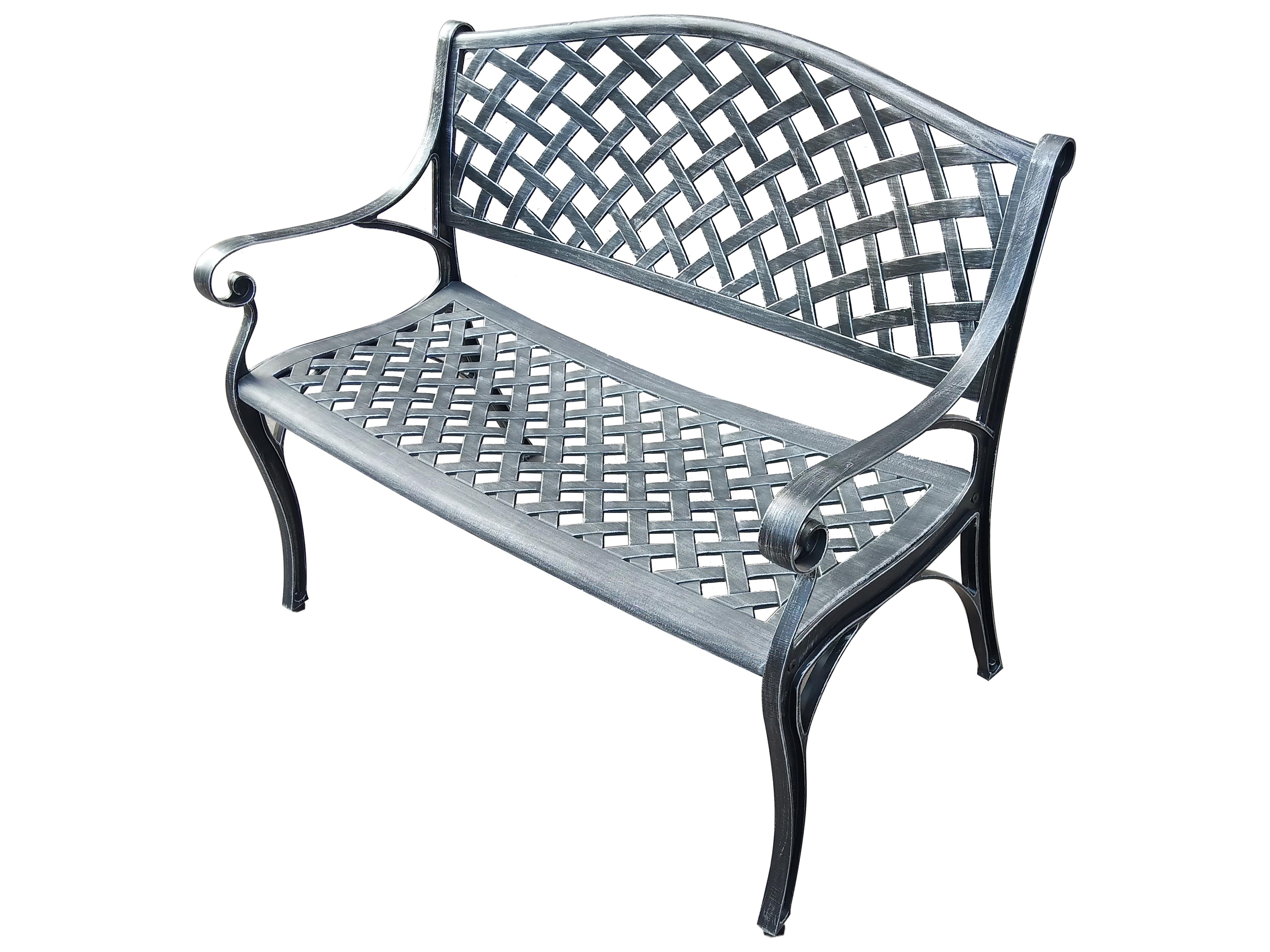 Aluminum Modern Grey Bench Outdoor Loveseat