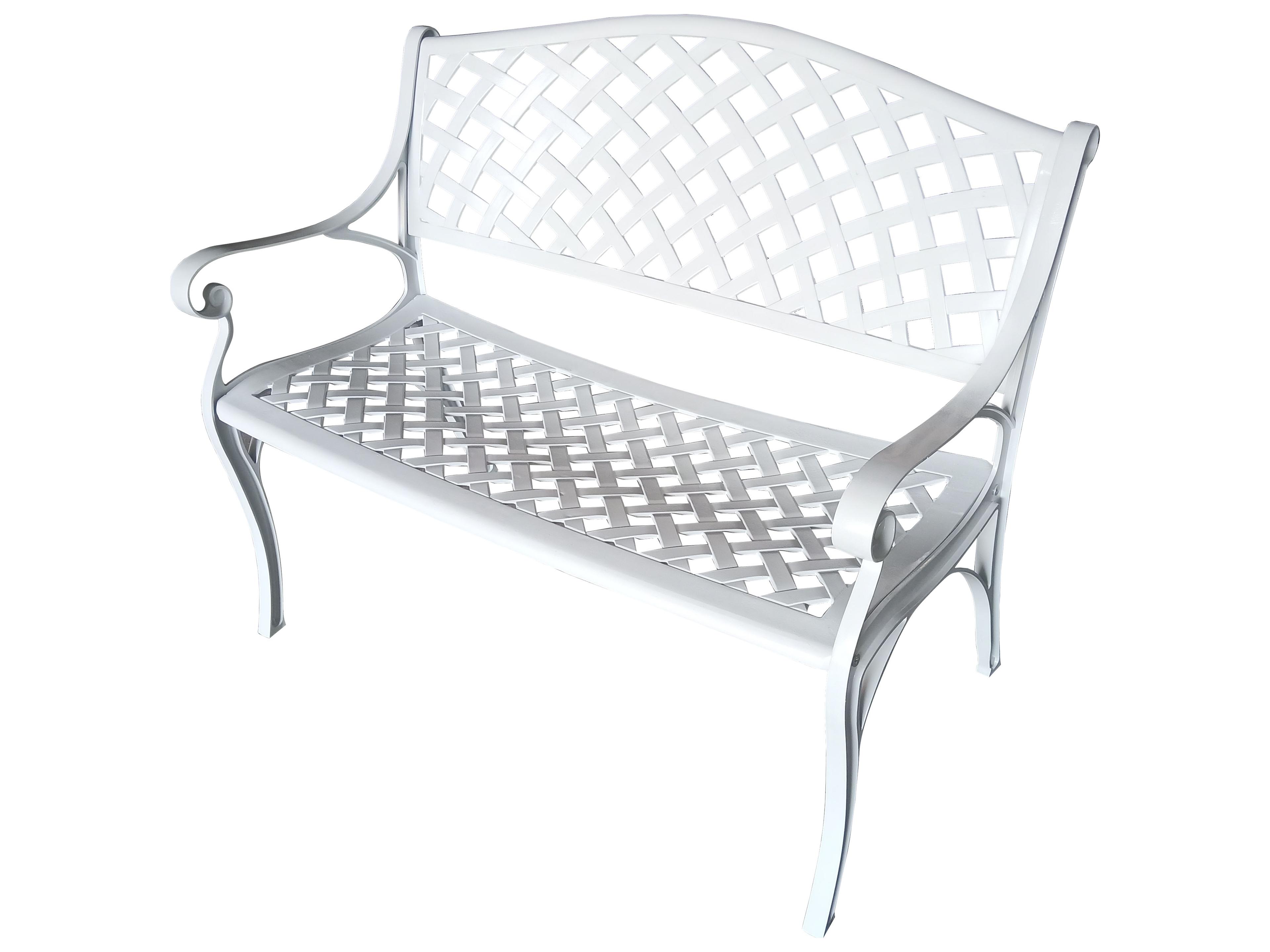 Aluminum Modern White Patio Bench Loveseat