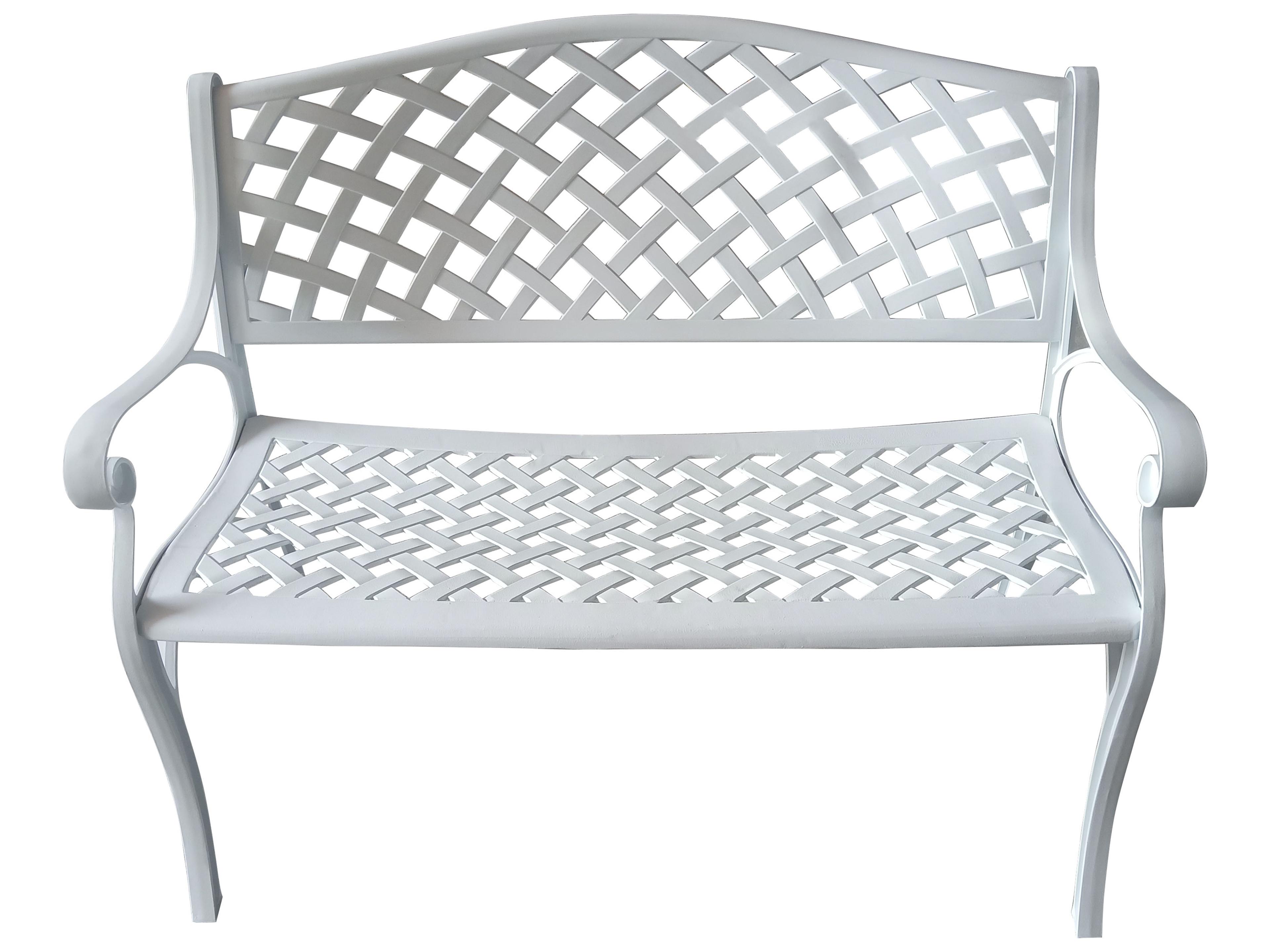Oakland Living Aluminum Modern White Patio Bench Loveseat