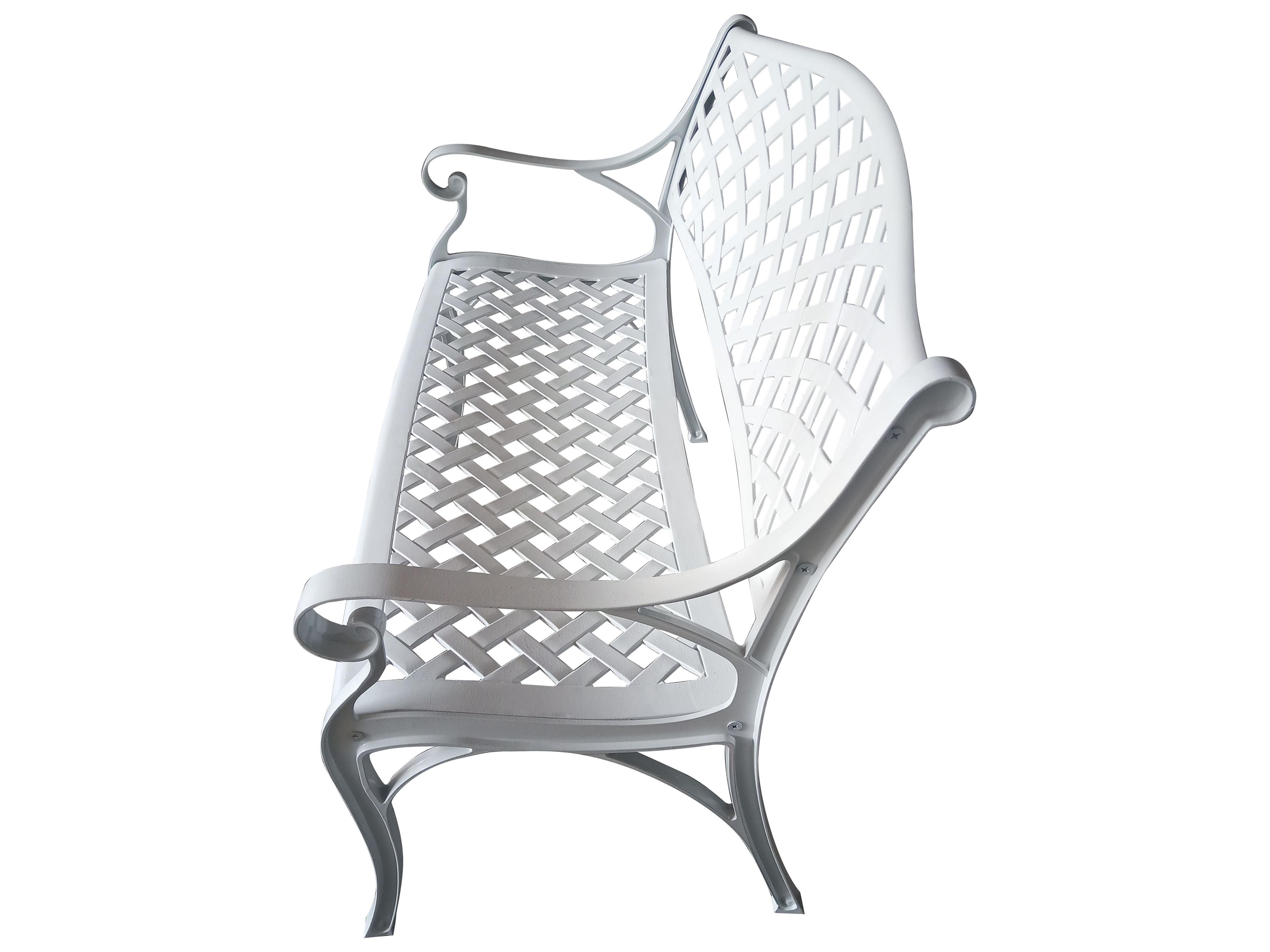 Oakland Living Aluminum Modern White Patio Bench Loveseat