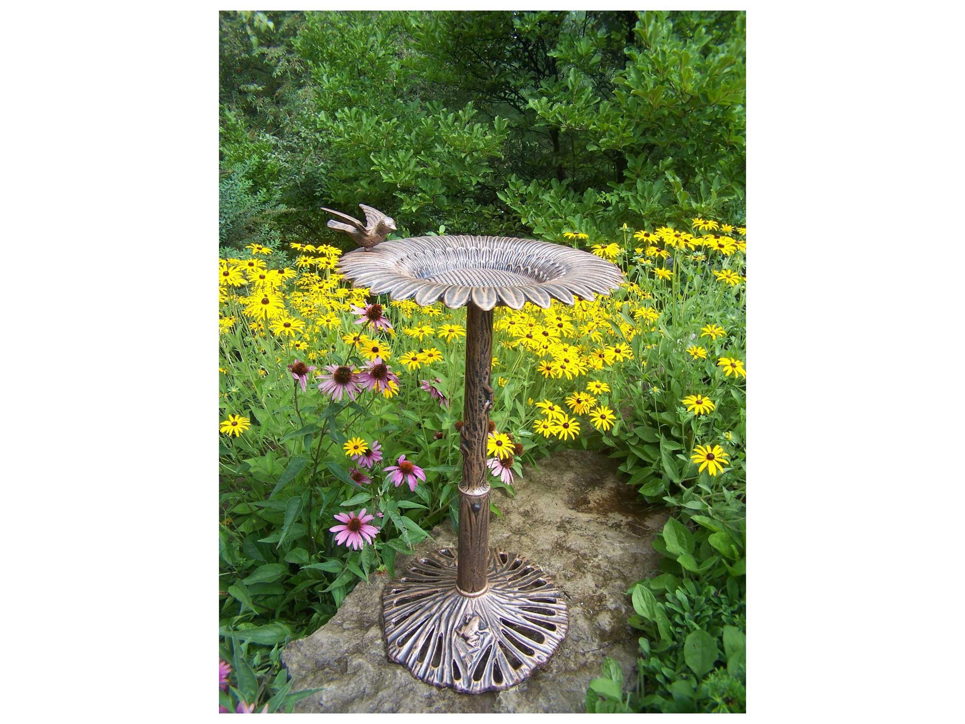 Oakland Living Sunflower Cast Aluminum Bird Bath
