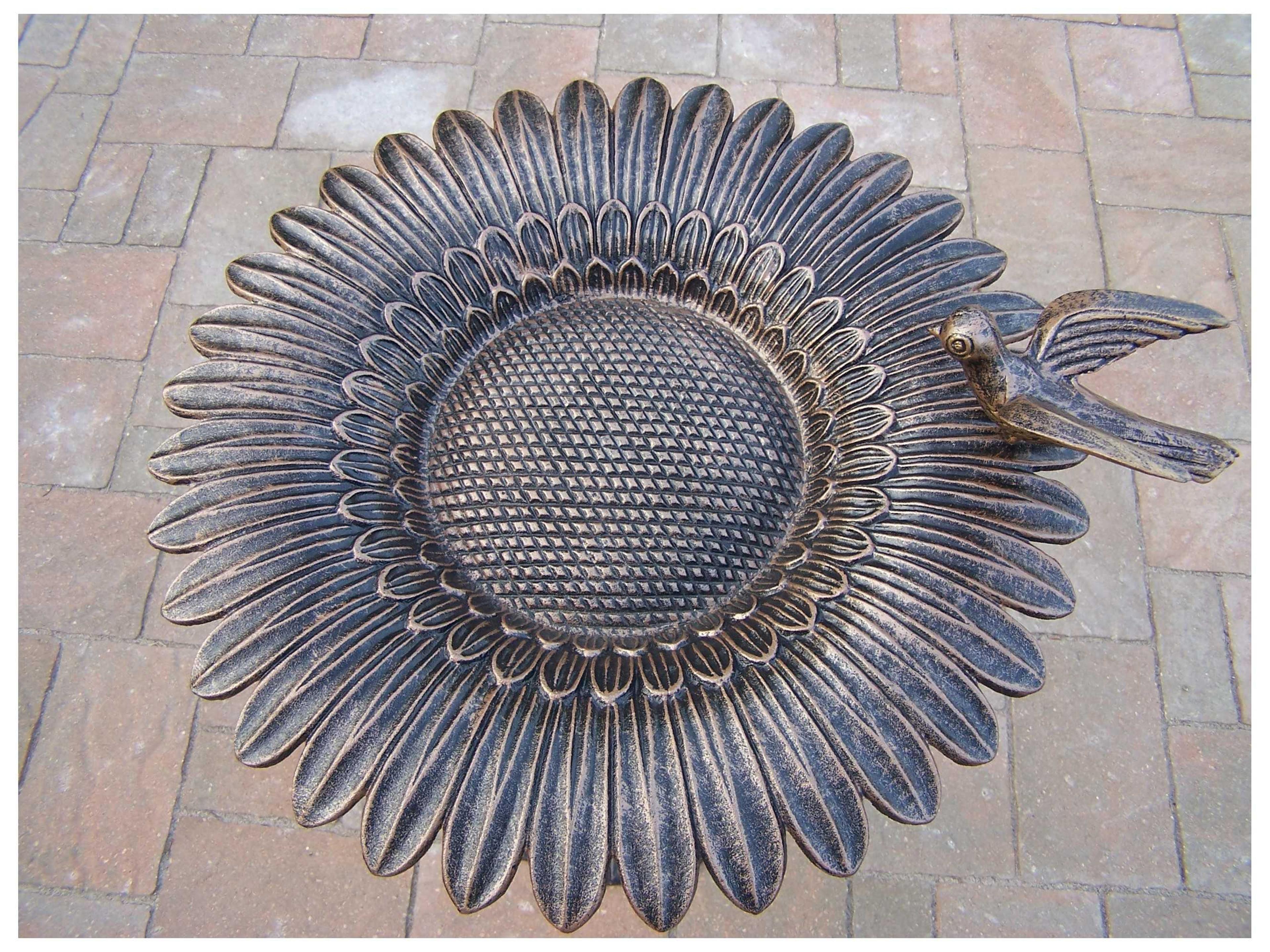 Oakland Living Sunflower Cast Aluminum Bird Bath