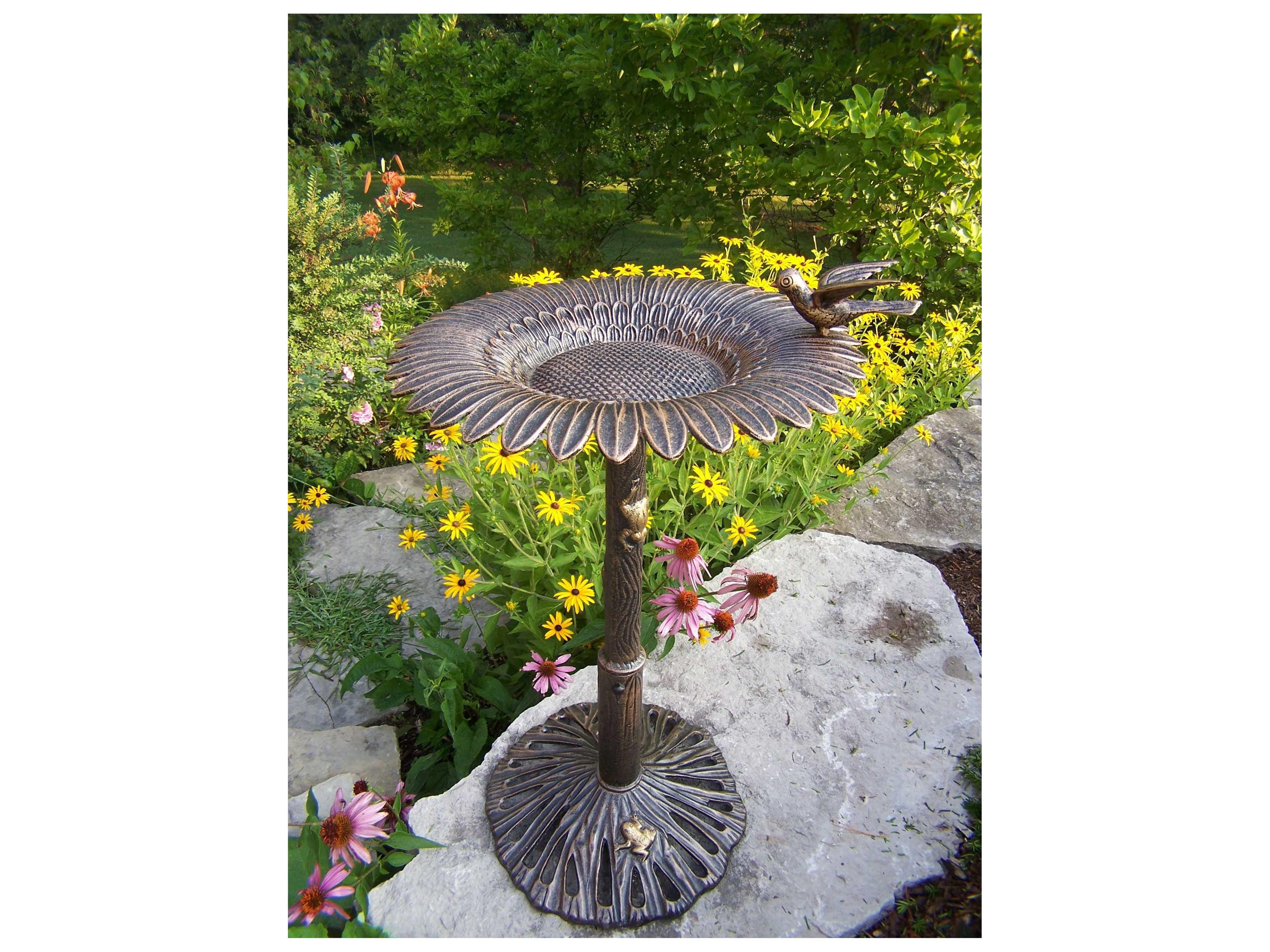 Oakland Living Sunflower Cast Aluminum Bird Bath