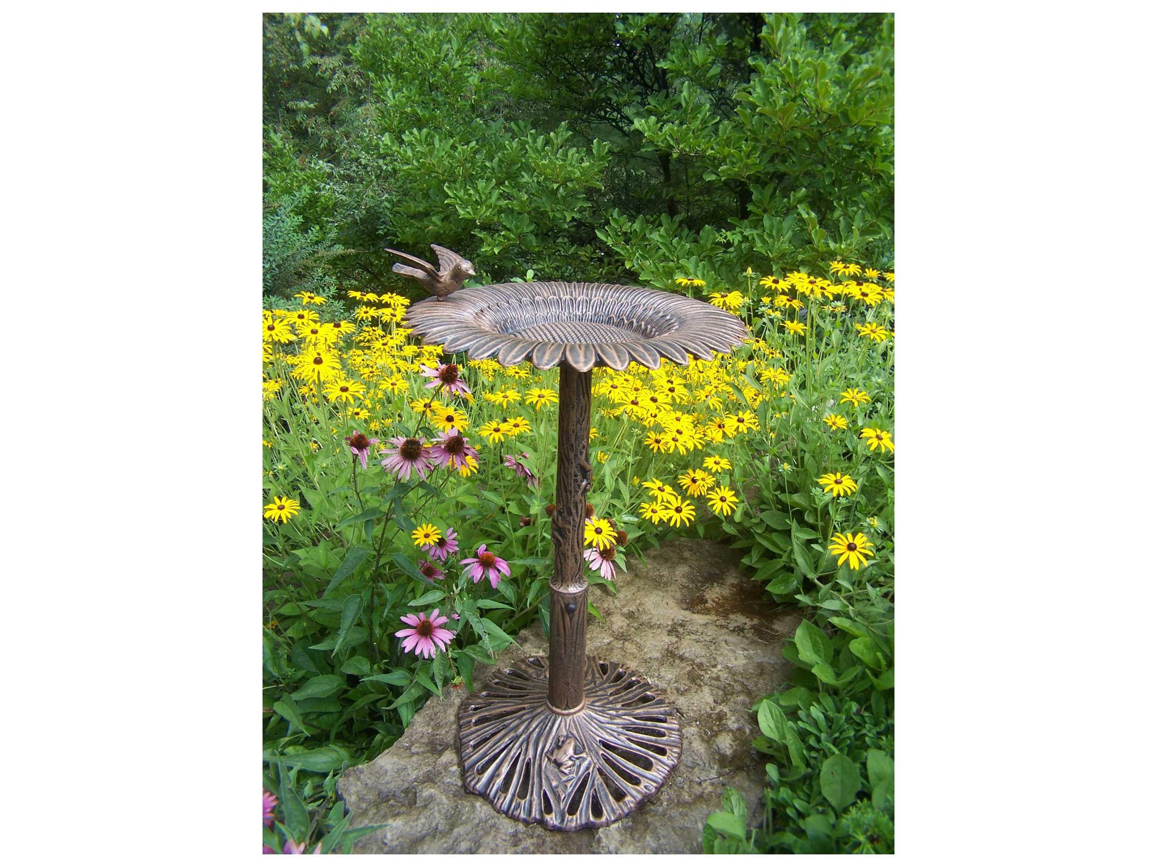 Oakland Living Sunflower Cast Aluminum Bird Bath