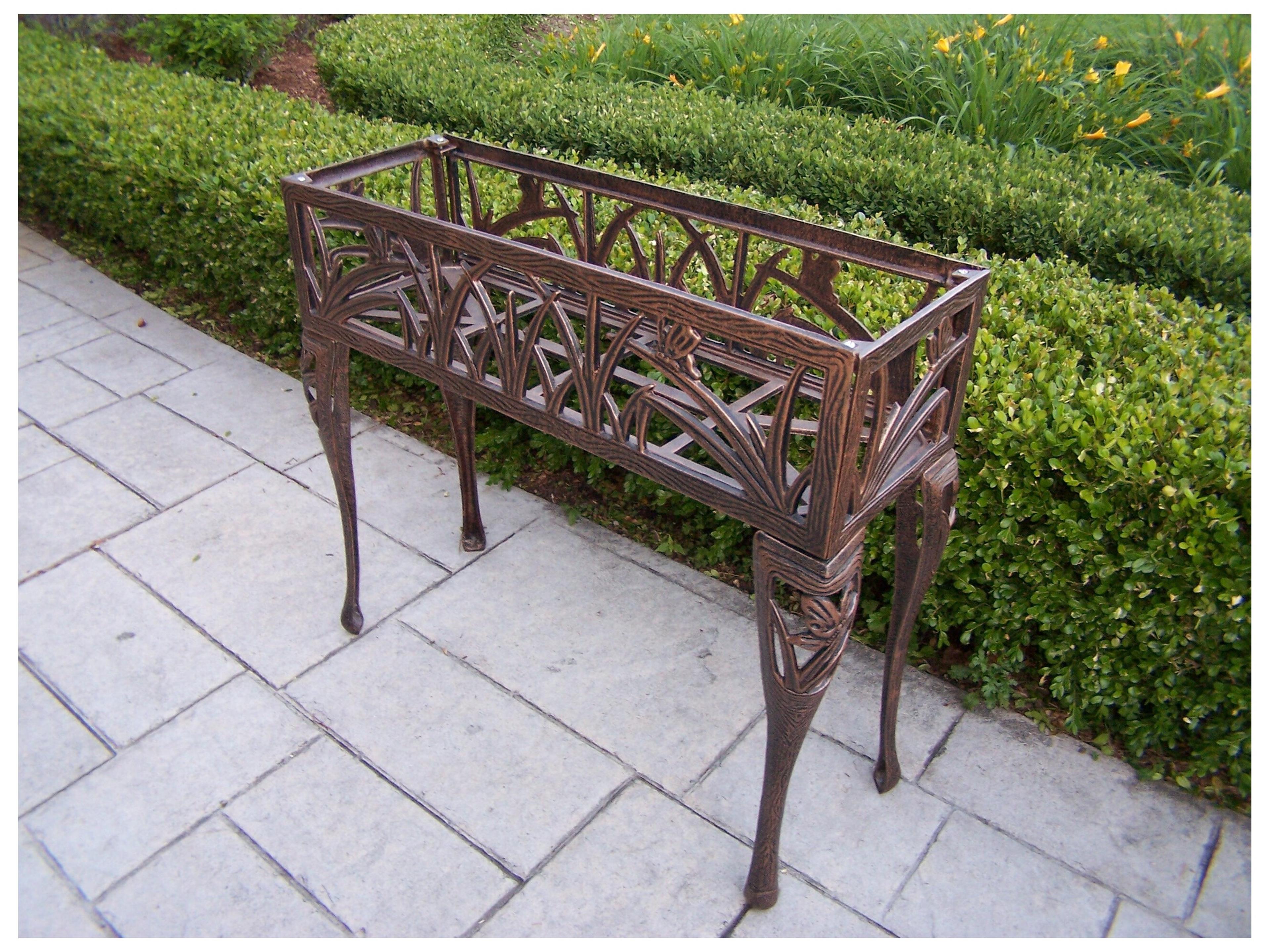 Oakland Living Butterfly Cast Aluminum Rectangular Tall 34'' Plant Stand