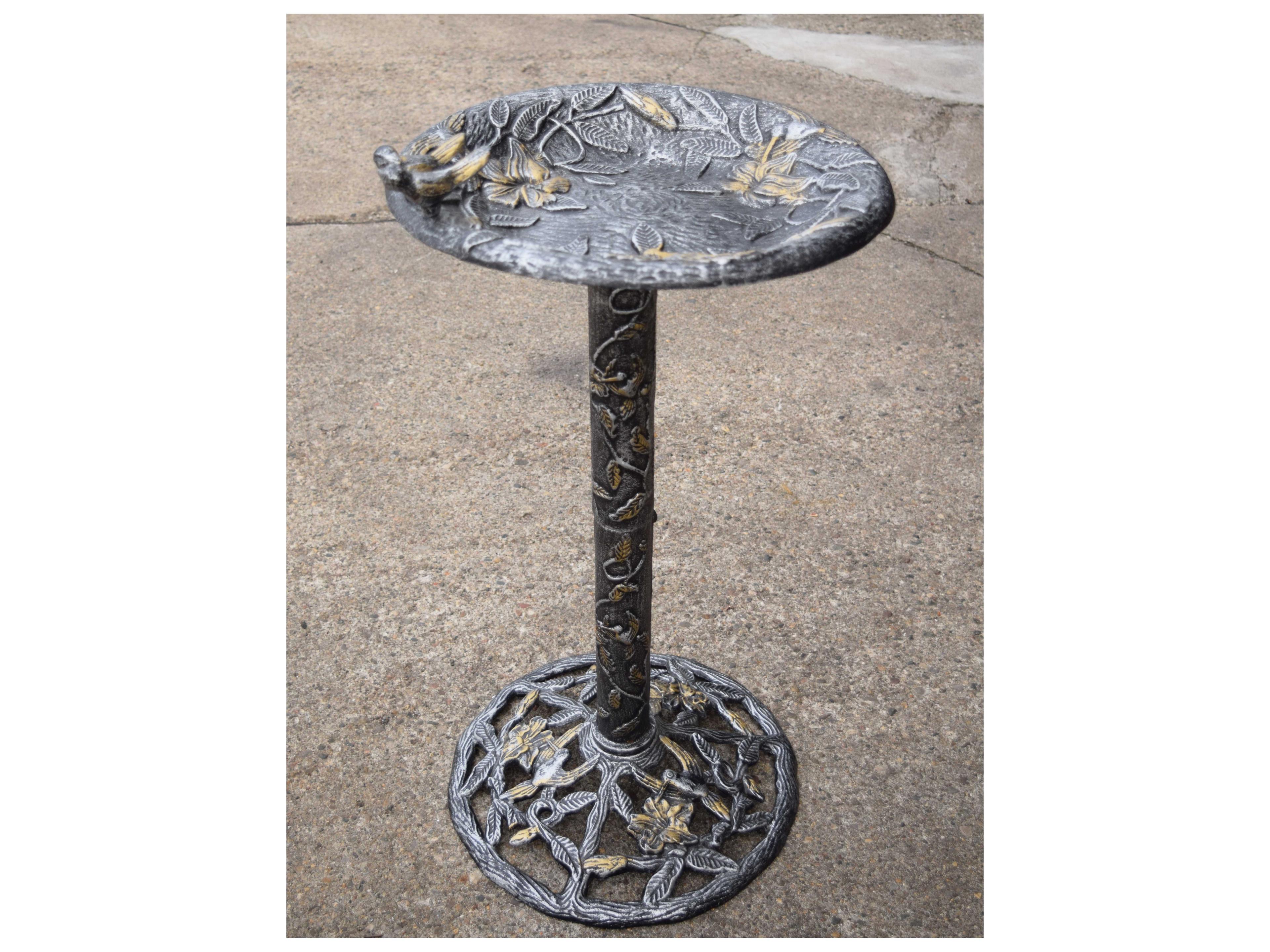 Oakland Living Hummingbird Cast Aluminum Bird Bath in Antique Pewter