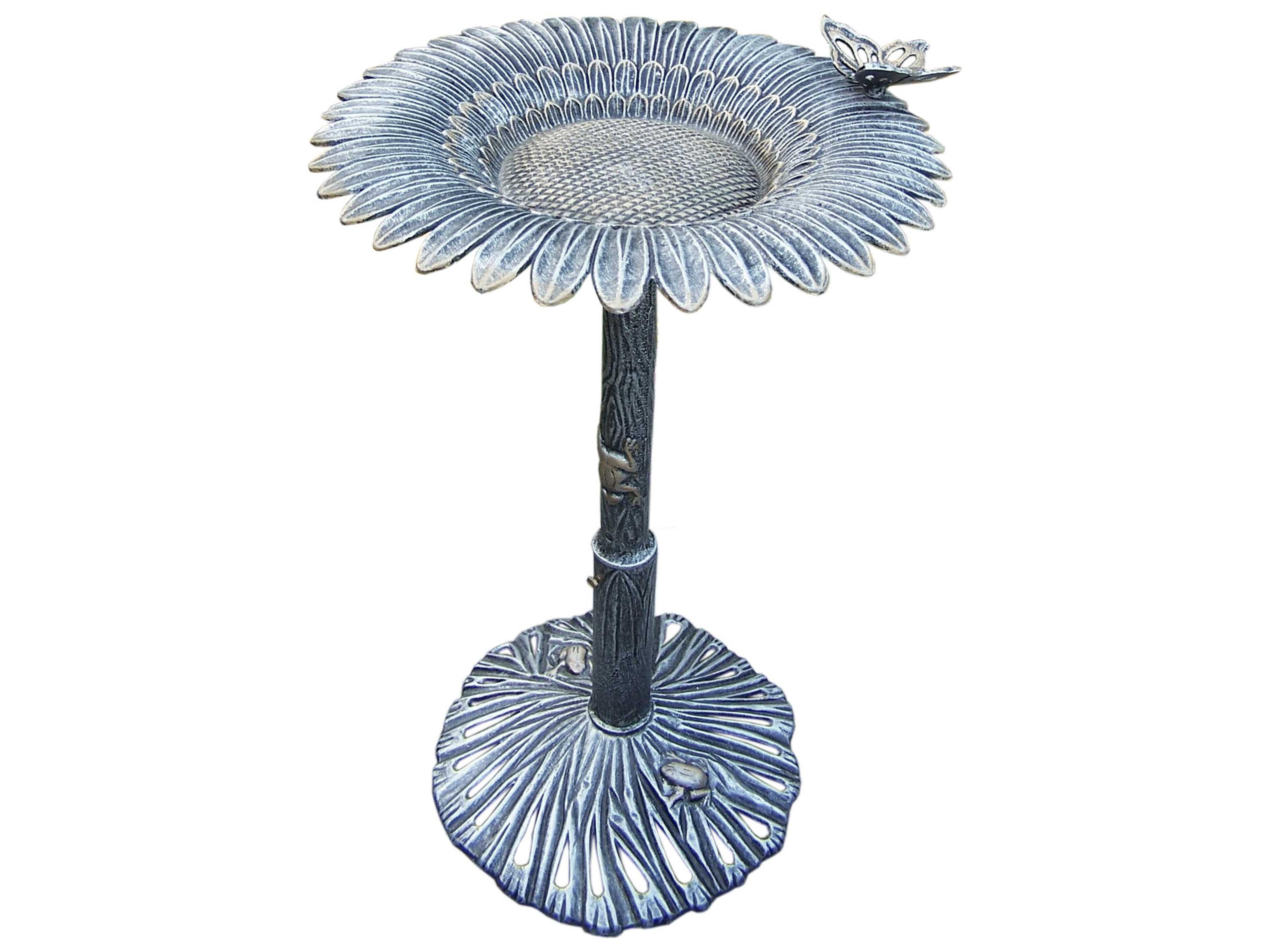 Oakland Living Sunflower Cast Aluminum Butterfly Bird Bath