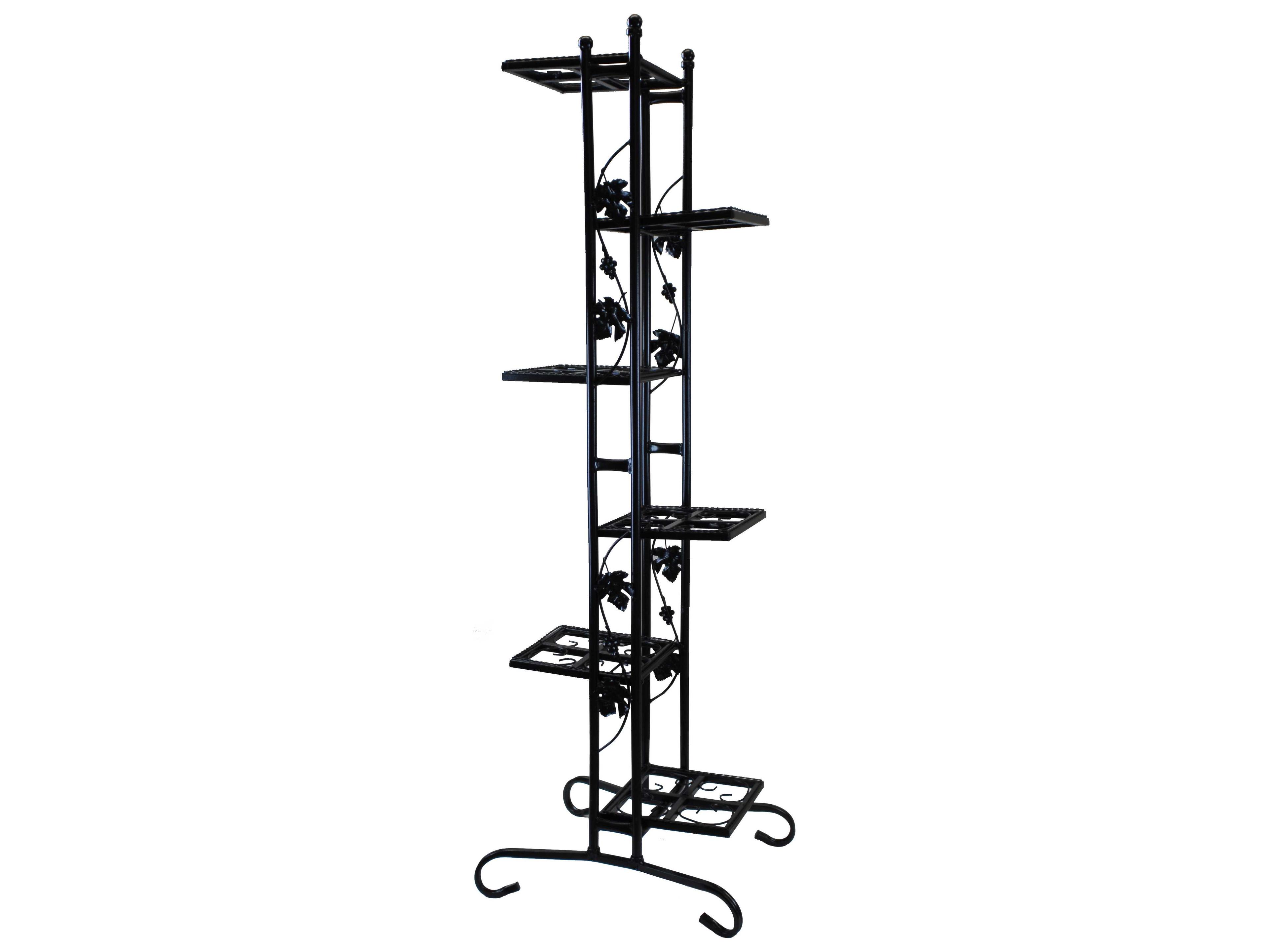Oakland Living Wrought Iron 6 Level Plant Stand in Black