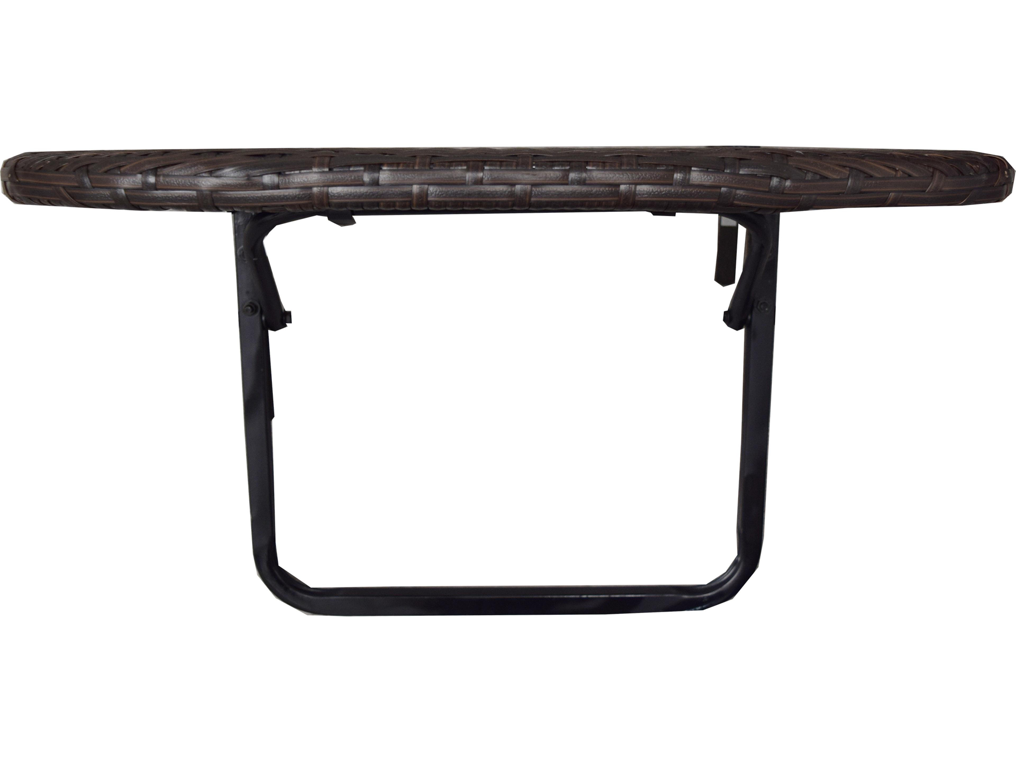 Oakland Living Brown Indoor and Foldable Wicker Balcony Table with Frame and Adjustable Clamps