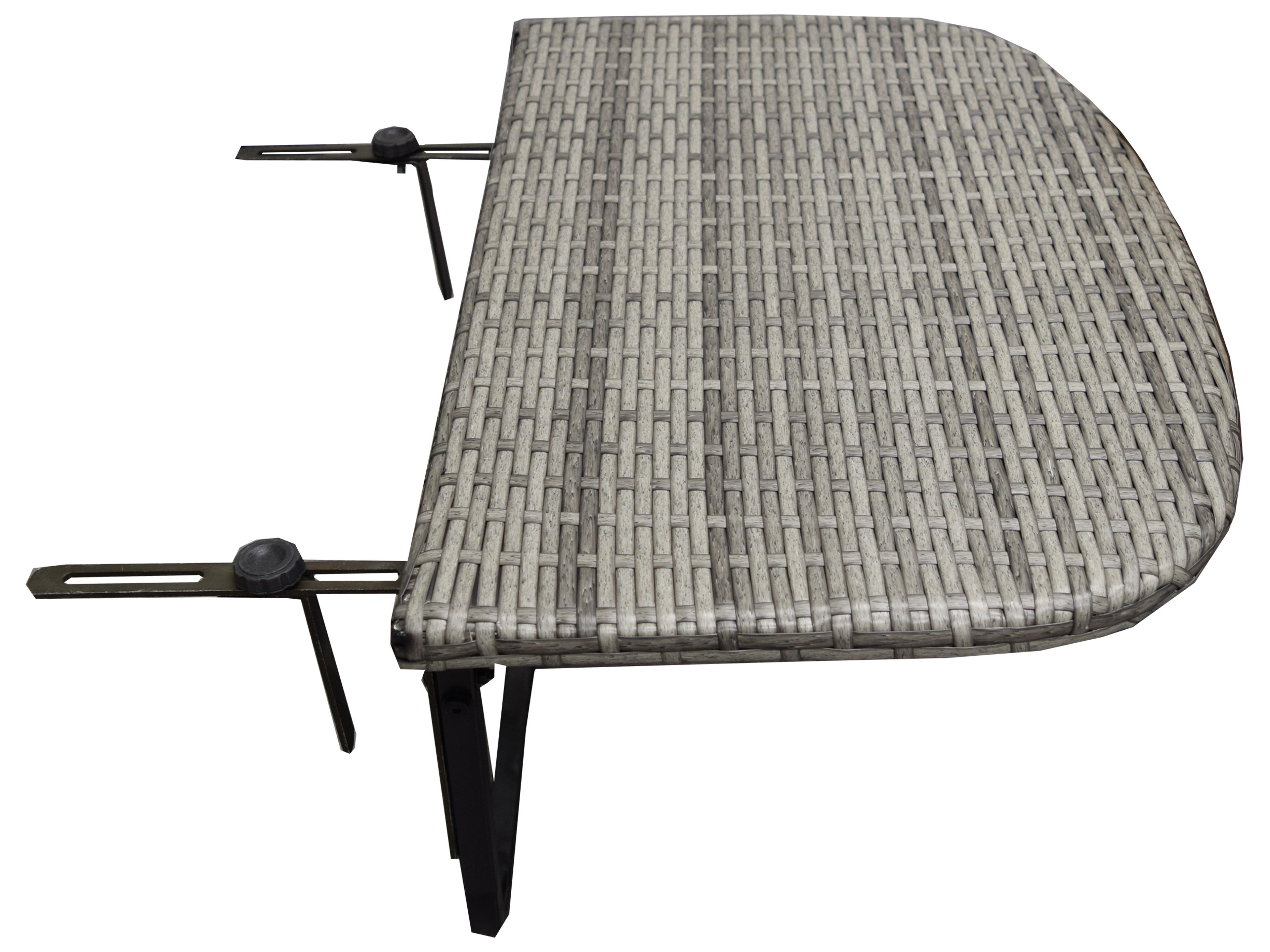 Grey Indoor and Foldable Wicker Balcony Table with Frame and Adjustable Clamps