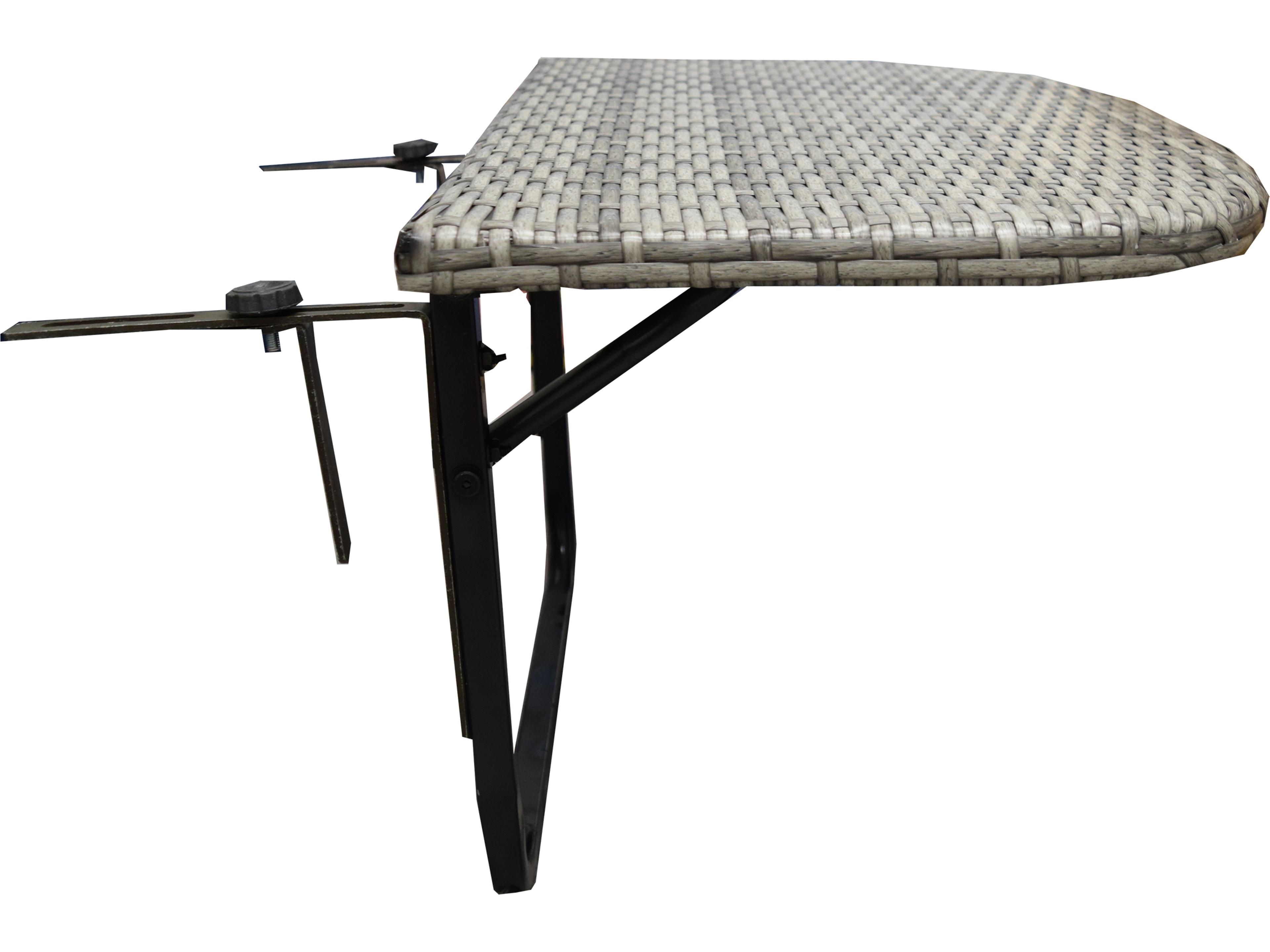 Oakland Living Grey Indoor and Foldable Wicker Balcony Table with Frame and Adjustable Clamps