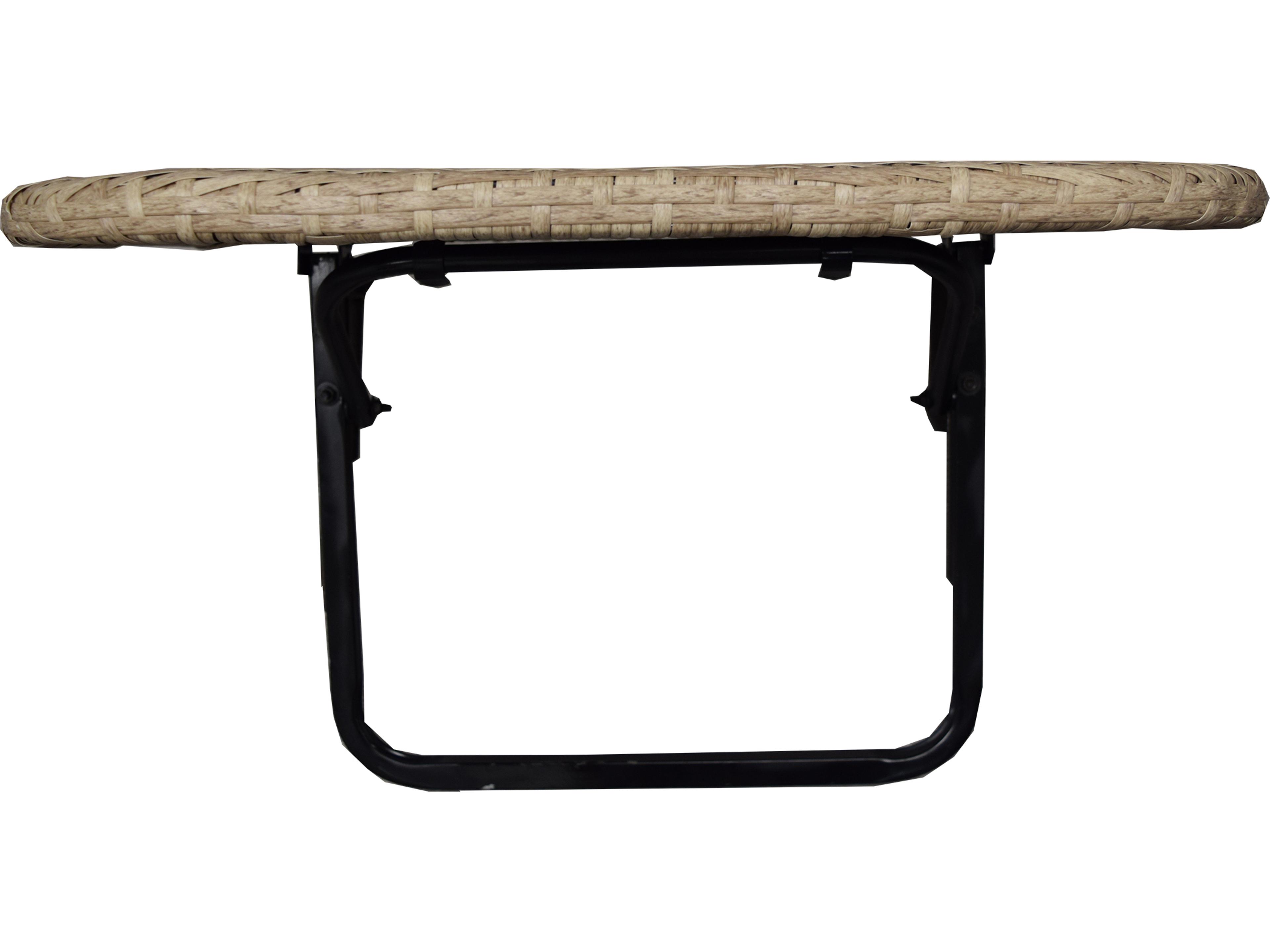 Oakland Living Tan Indoor and Foldable Wicker Balcony Table with Frame and Adjustable Clamps