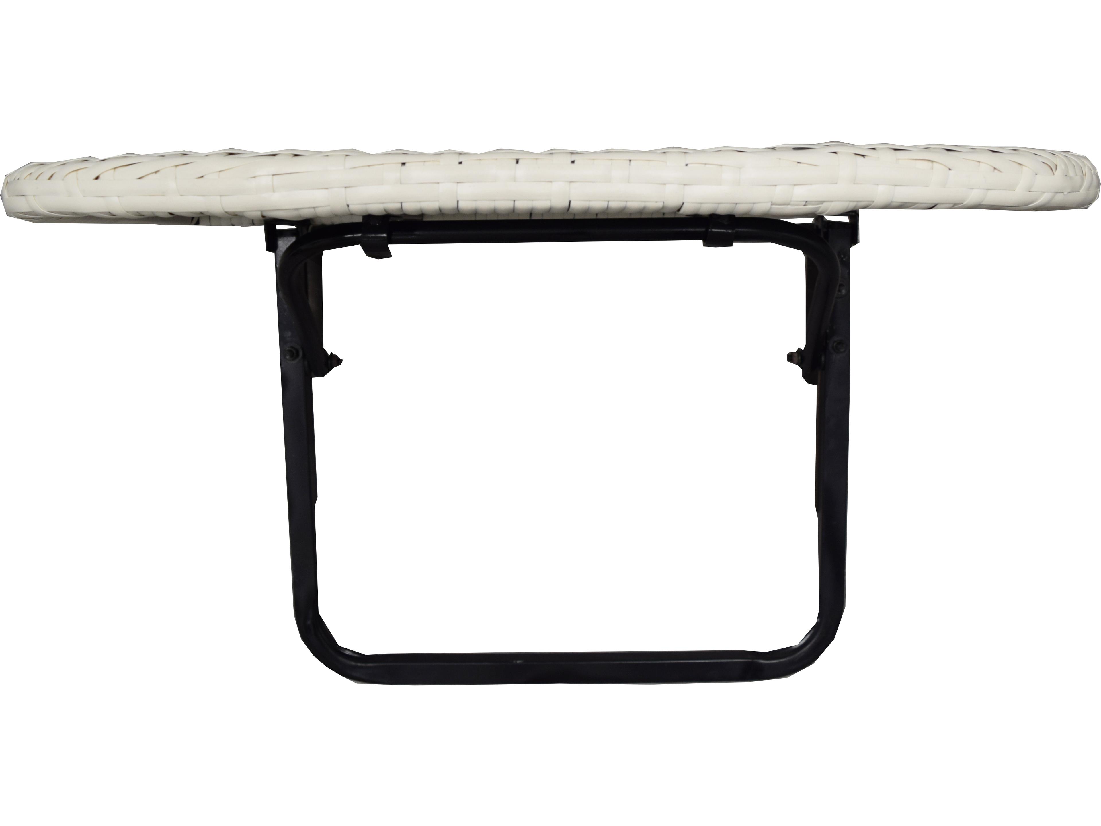 Oakland Living White Indoor and Foldable Wicker Balcony Table with Frame and Adjustable Clamps