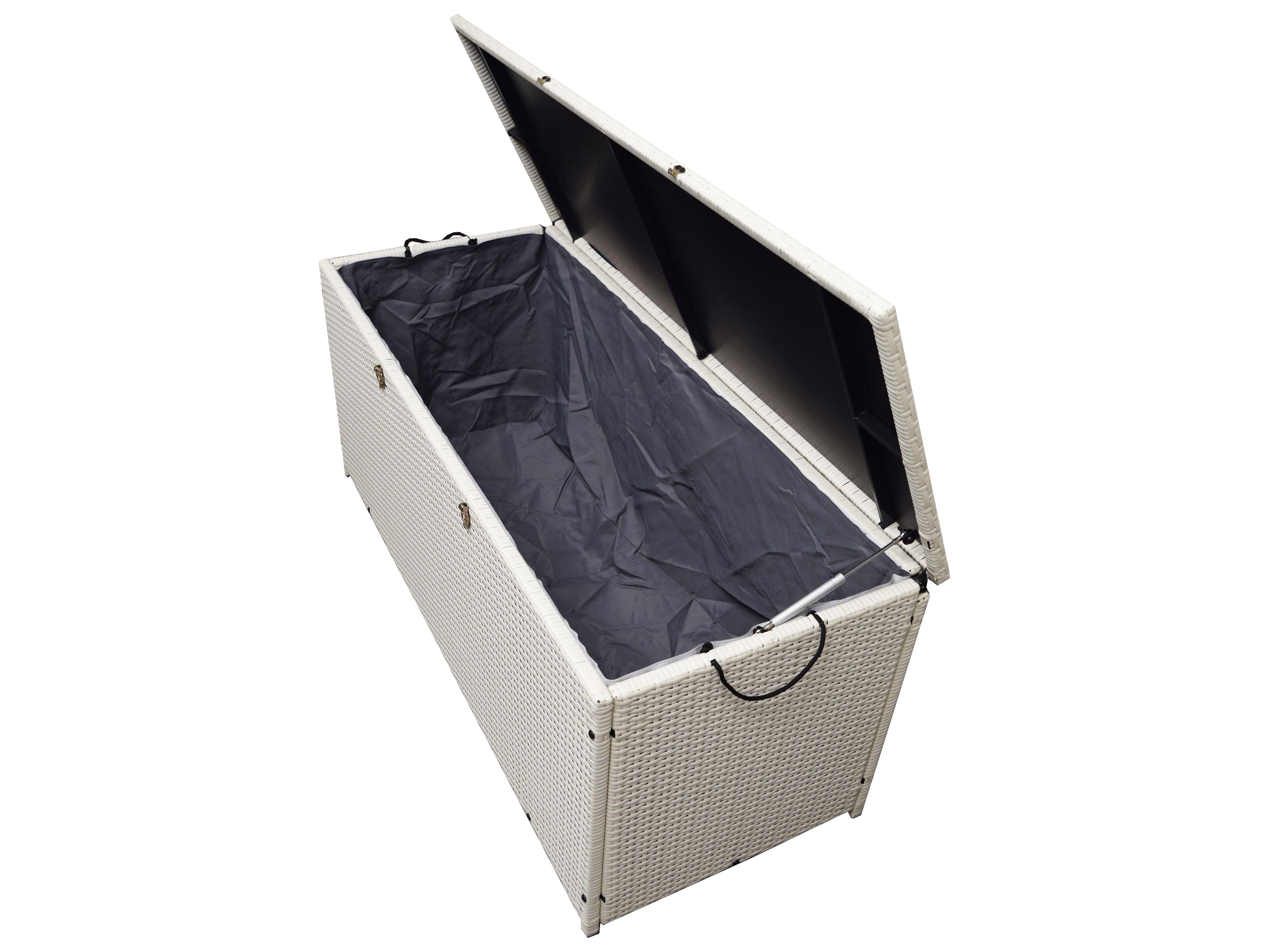 Oakland Living White Indoor and Balcony Deck Porch Pool 113 Gallon Wicker Storage Box Trunk Bin with Frame