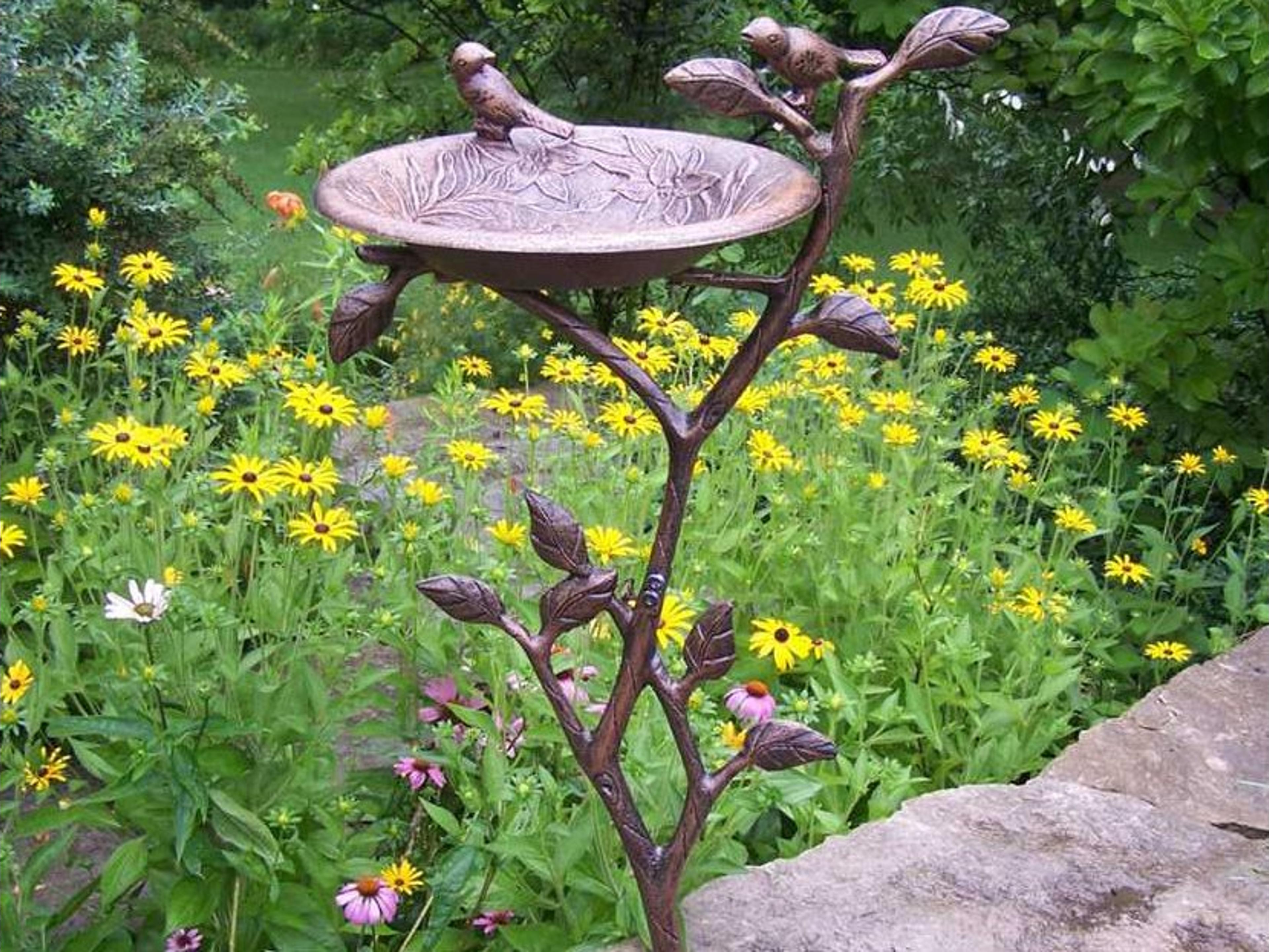 Oakland Living Meadow Cast Aluminum Bird Bath in Antique Bronze