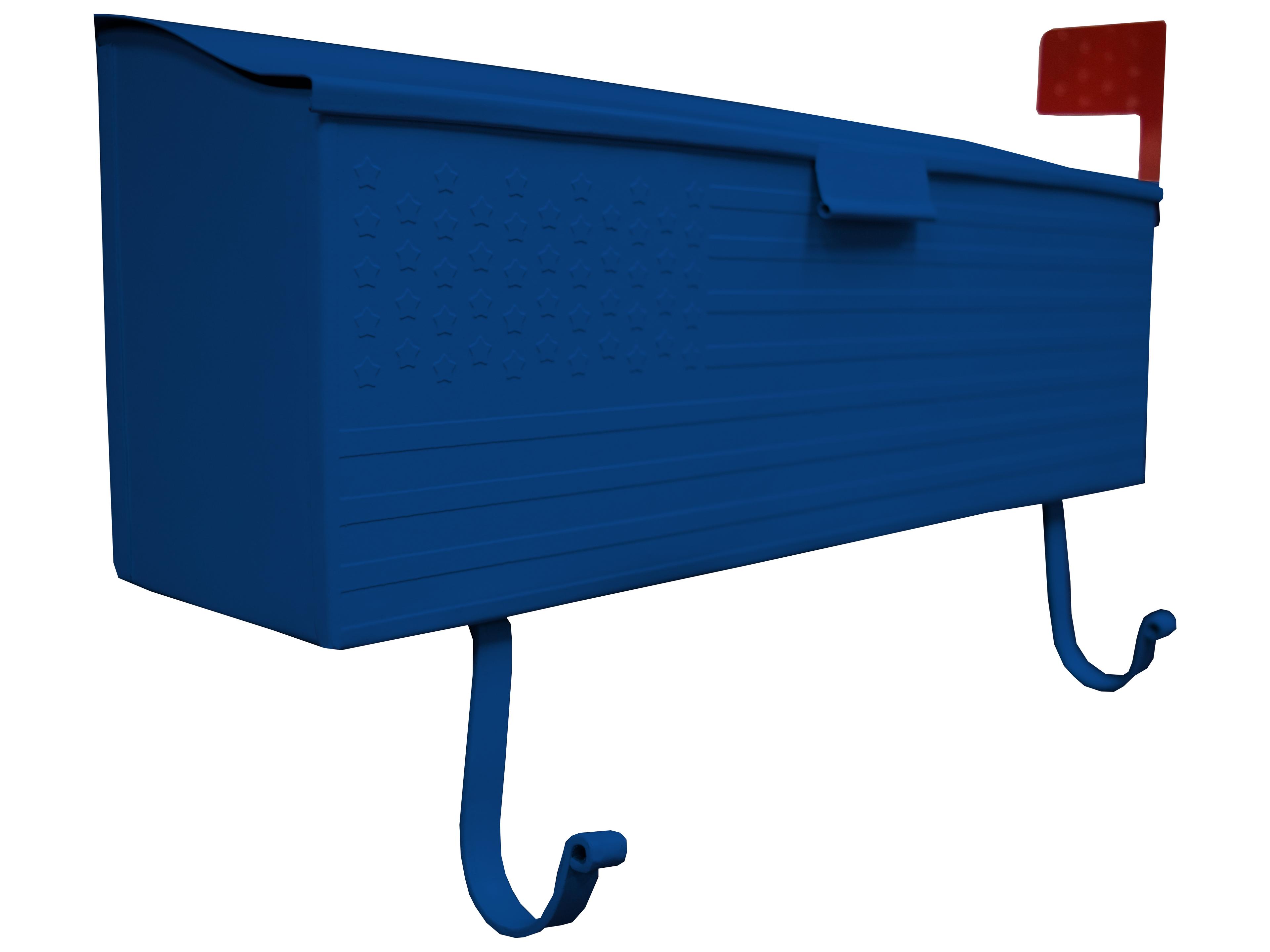 Oakland Living Blue Patriotic Wall Mounted Mailbox with Outgoing Mail Flag and Newspaper Hangers