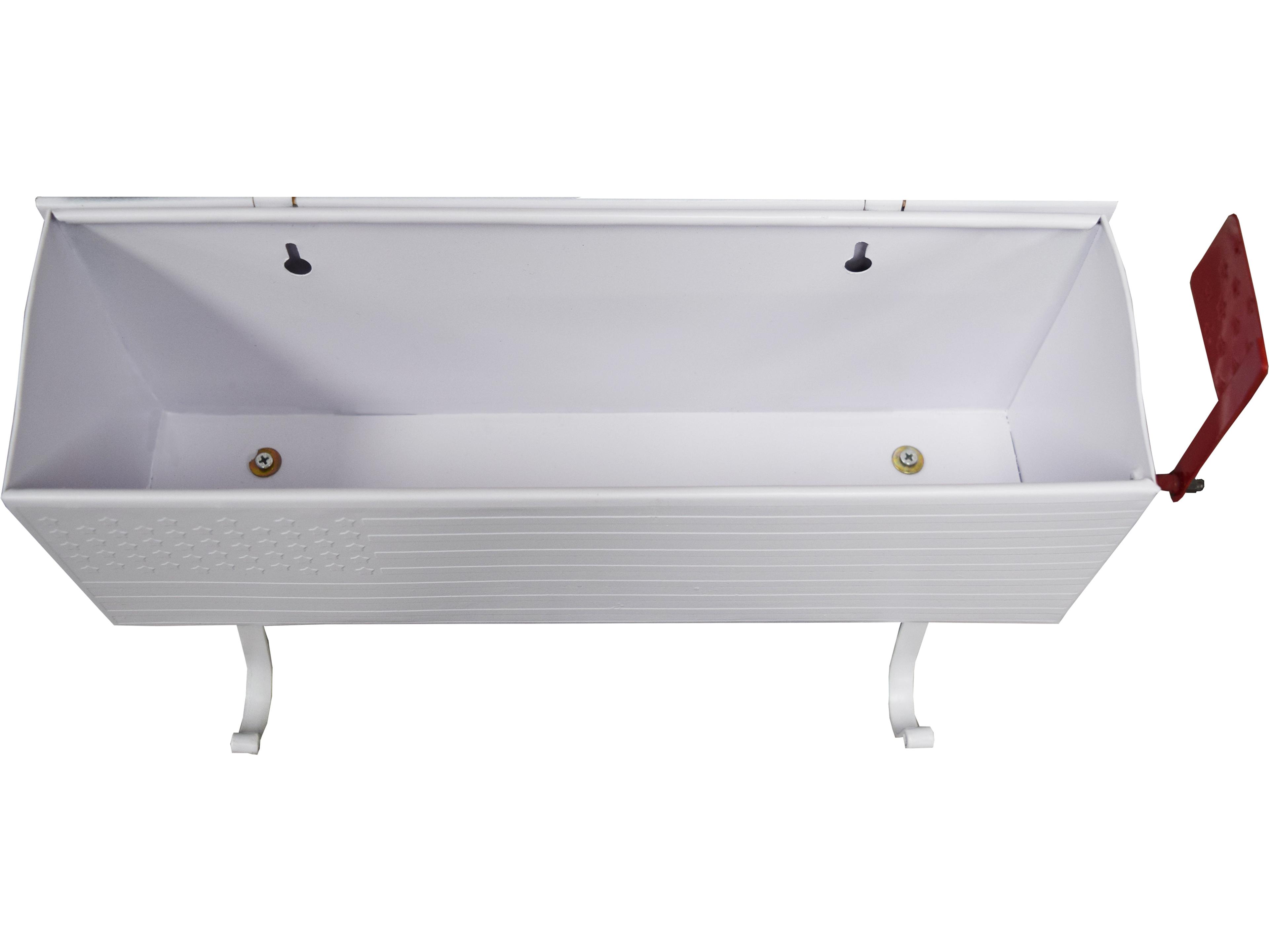 Oakland Living White Patriotic Wall Mounted Mailbox with Outgoing Mail Flag and Newspaper Hangers