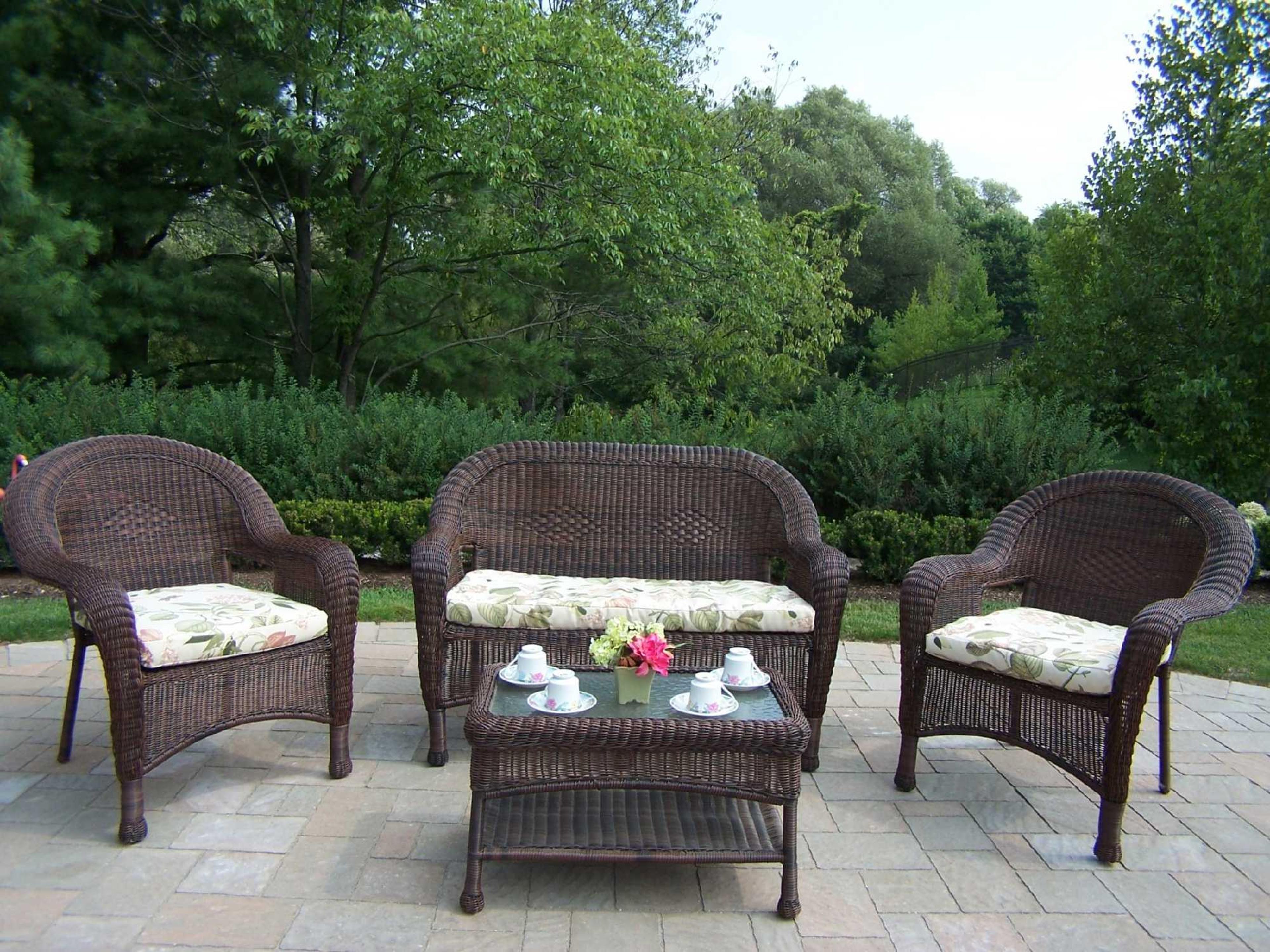 Oakland Living Resin Wicker Casual Cushion Outdoor Dining Set