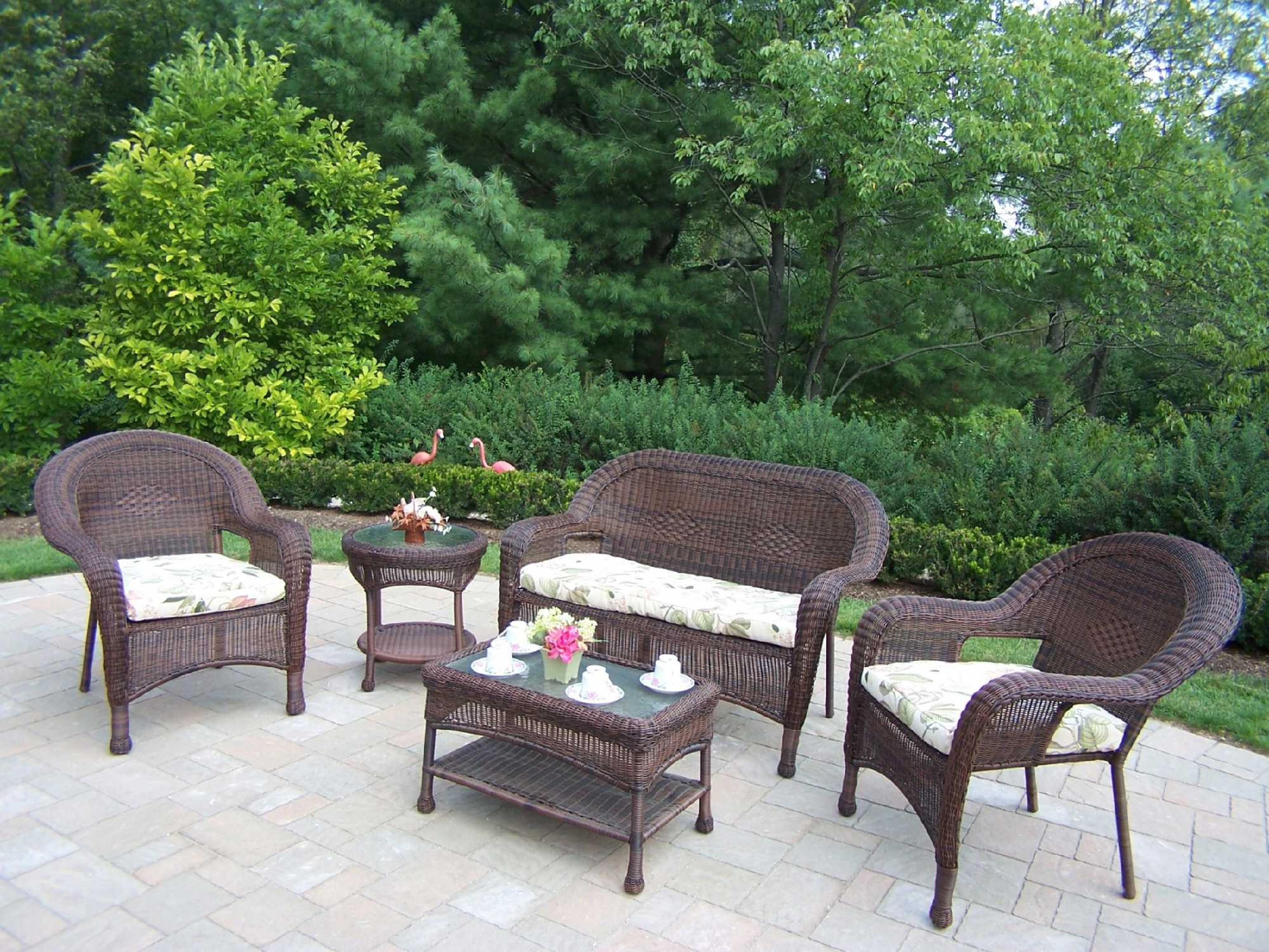 Oakland Living Resin Wicker Casual Cushion Outdoor Dining Set