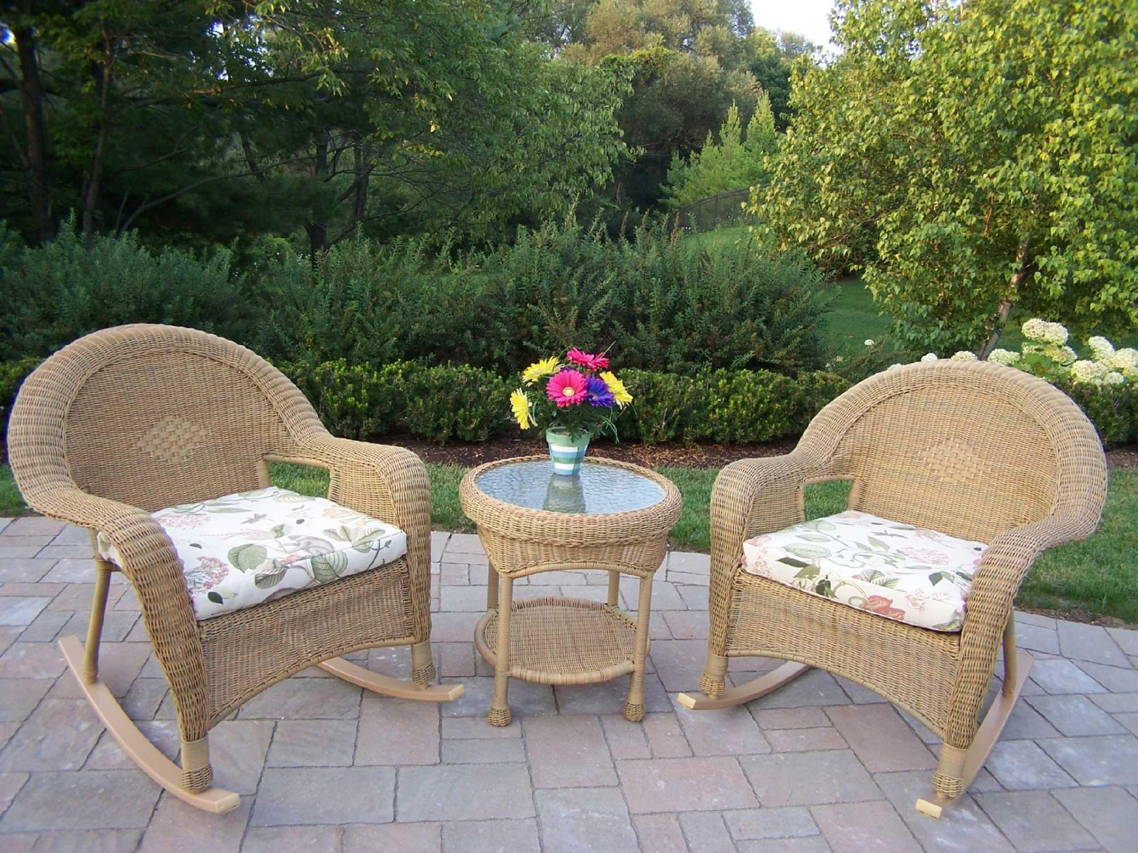 Oakland Living Resin Wicker Casual Cushion Patio Dining Set