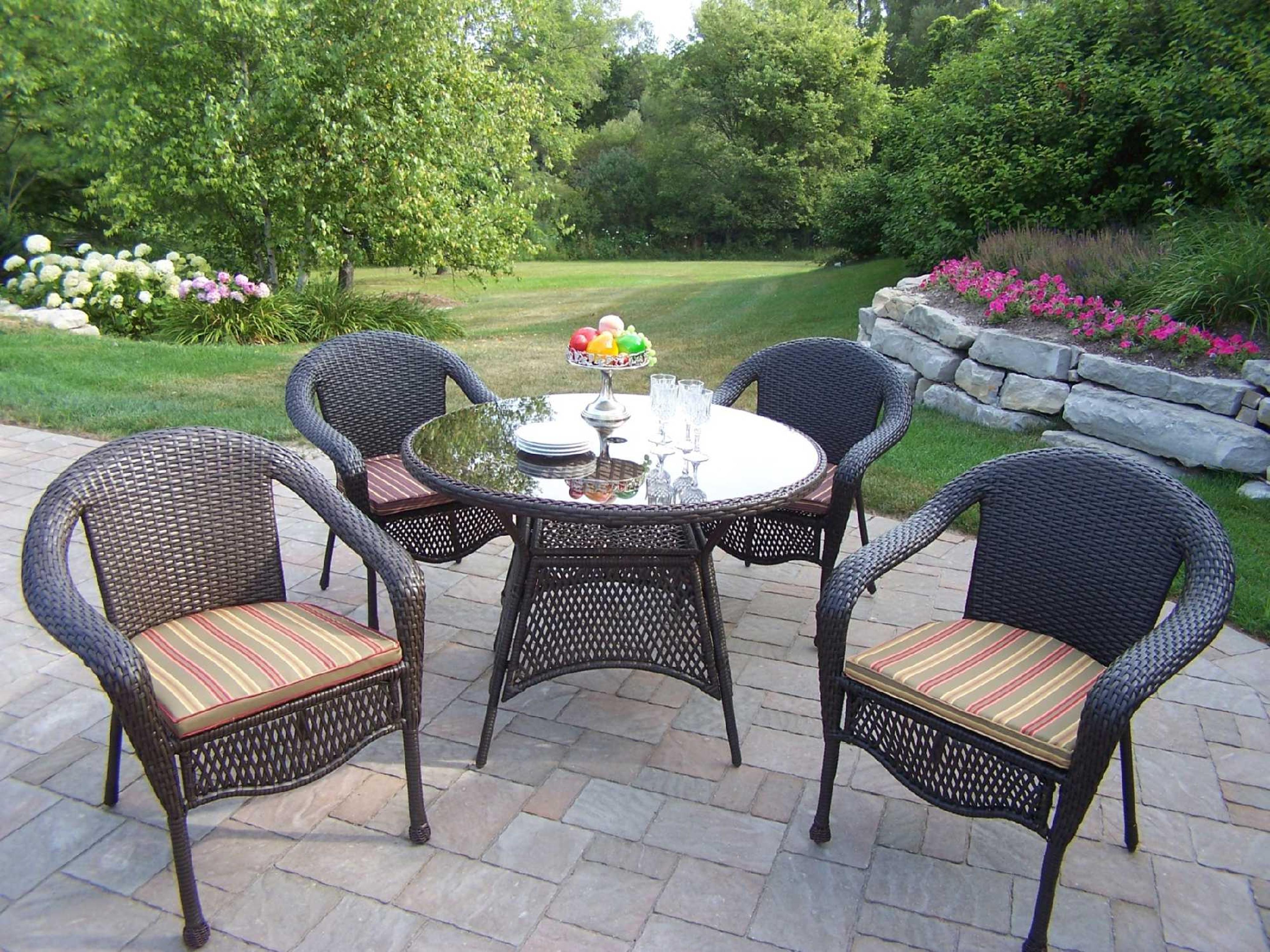 Oakland Living Oakland Elite Resin Wicker Casual Cushion Outdoor Patio Dining Set