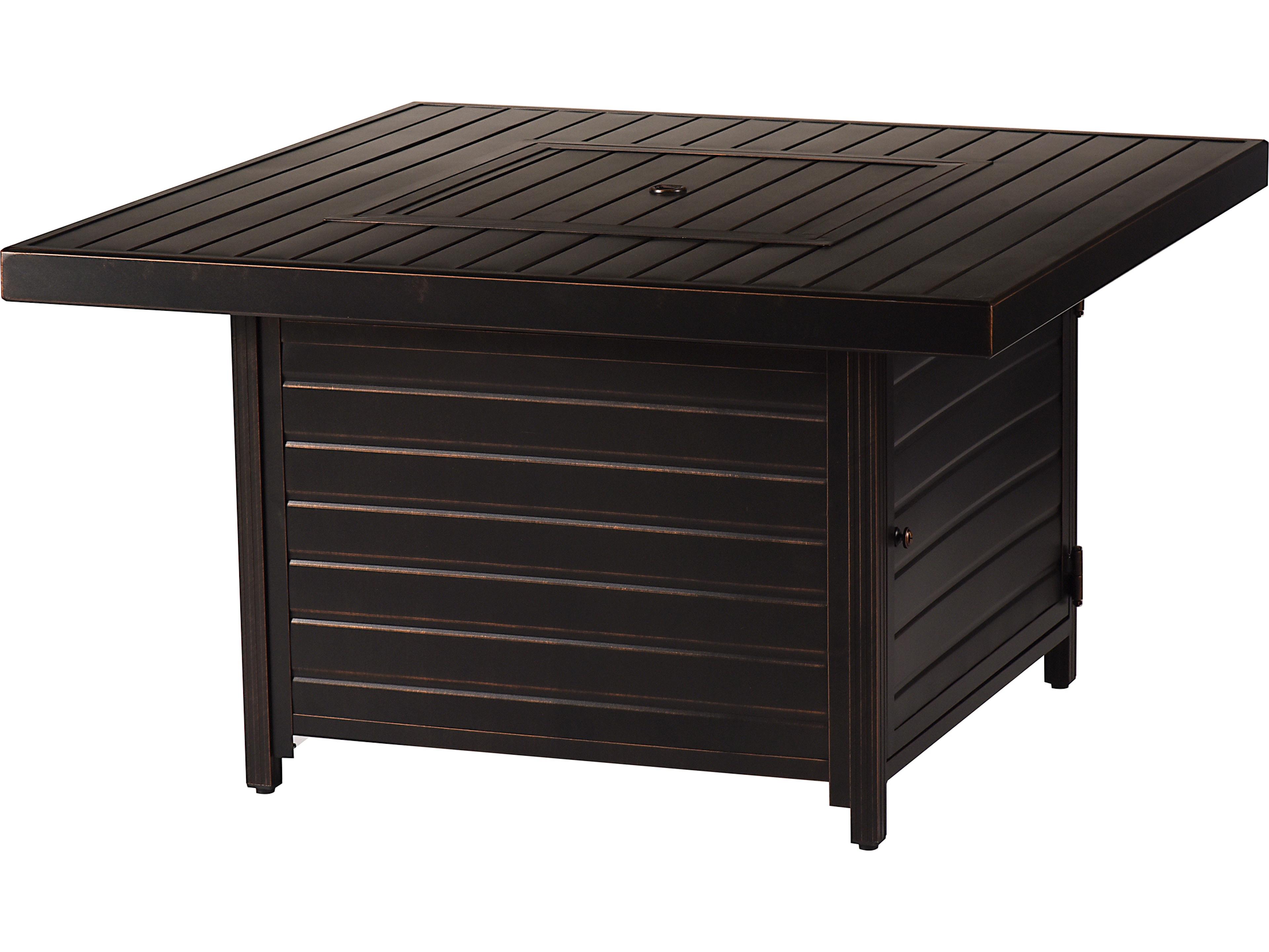 Oakland Living Square Aluminum Propane Patio Fire Pit Table with Glass Beads