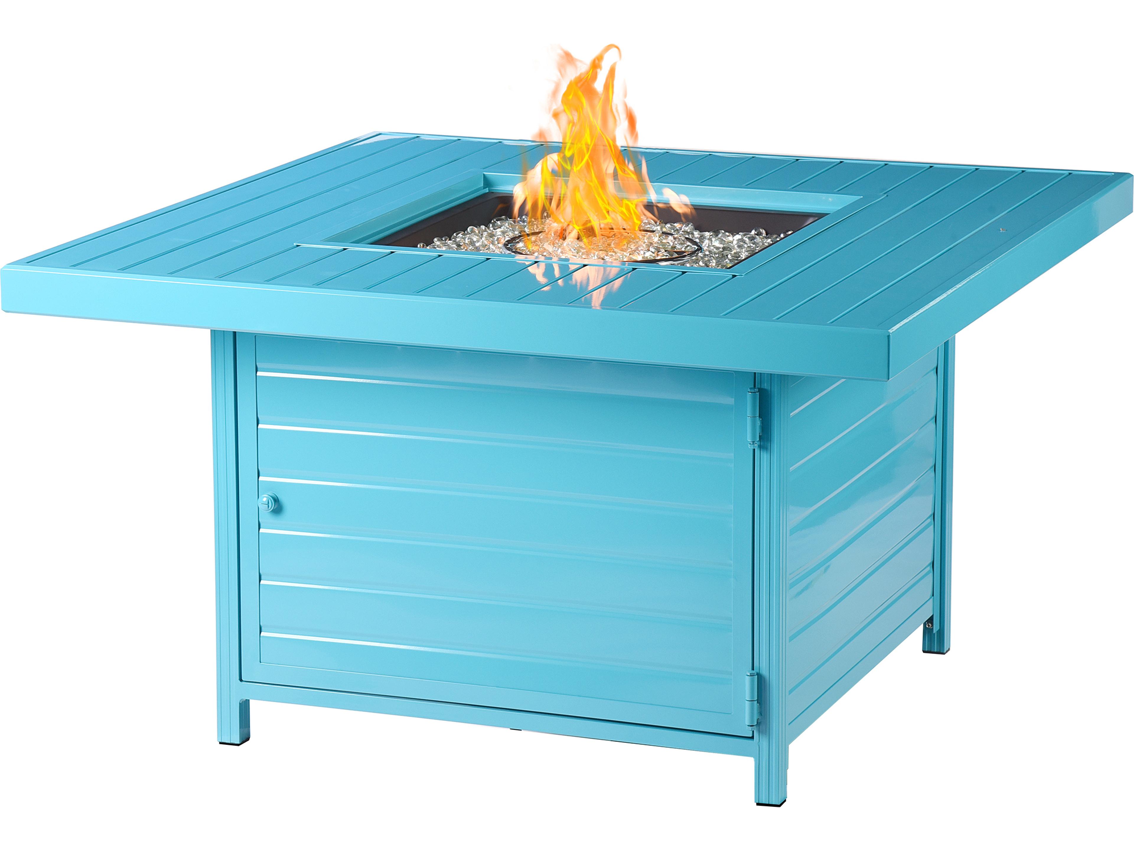 Square Aluminum Propane Outdoor Fire Pit Table with Glass Beads