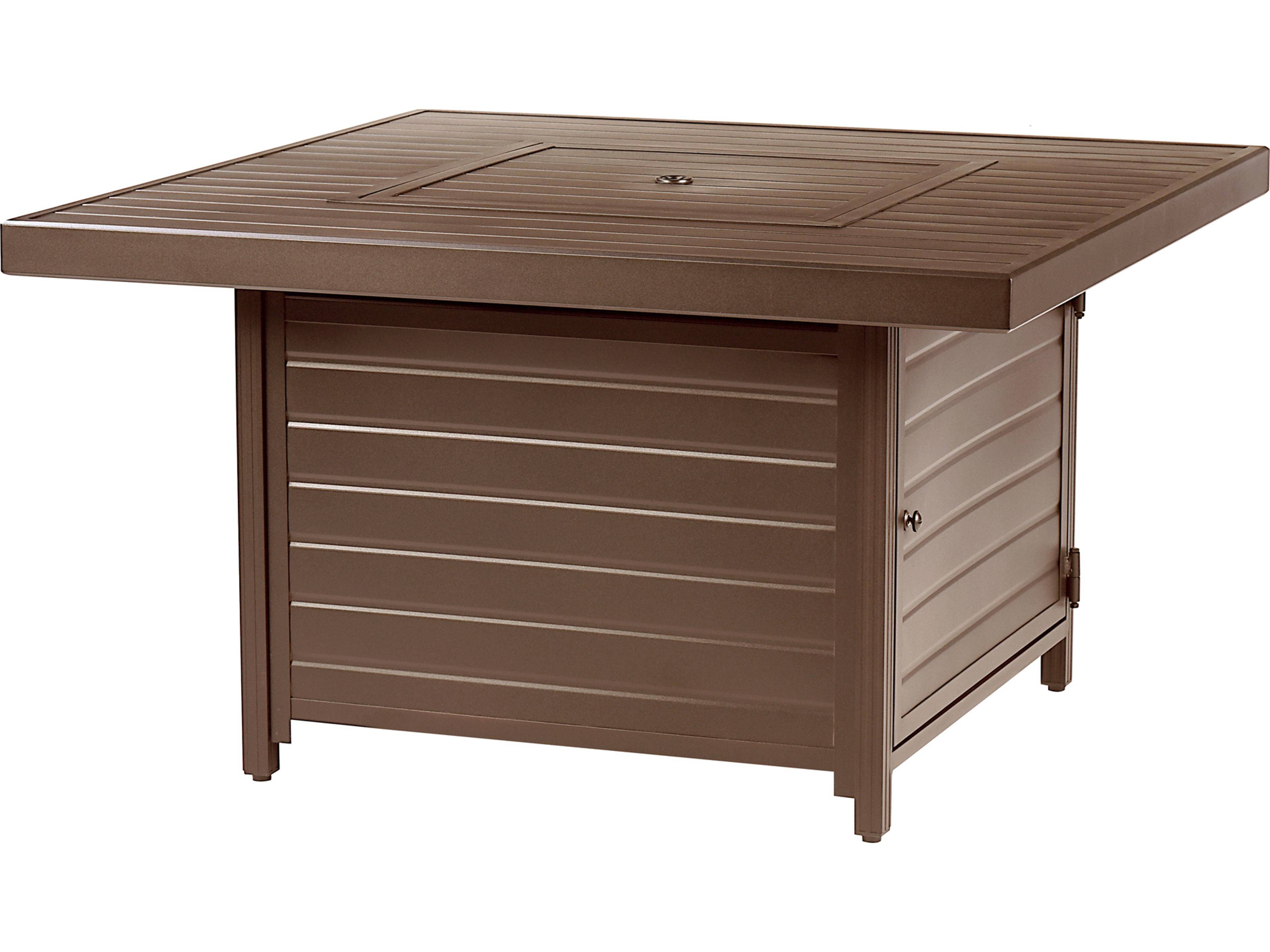 Oakland Living Square Aluminum Propane Outdoor Patio Fire Pit Table with Glass Beads