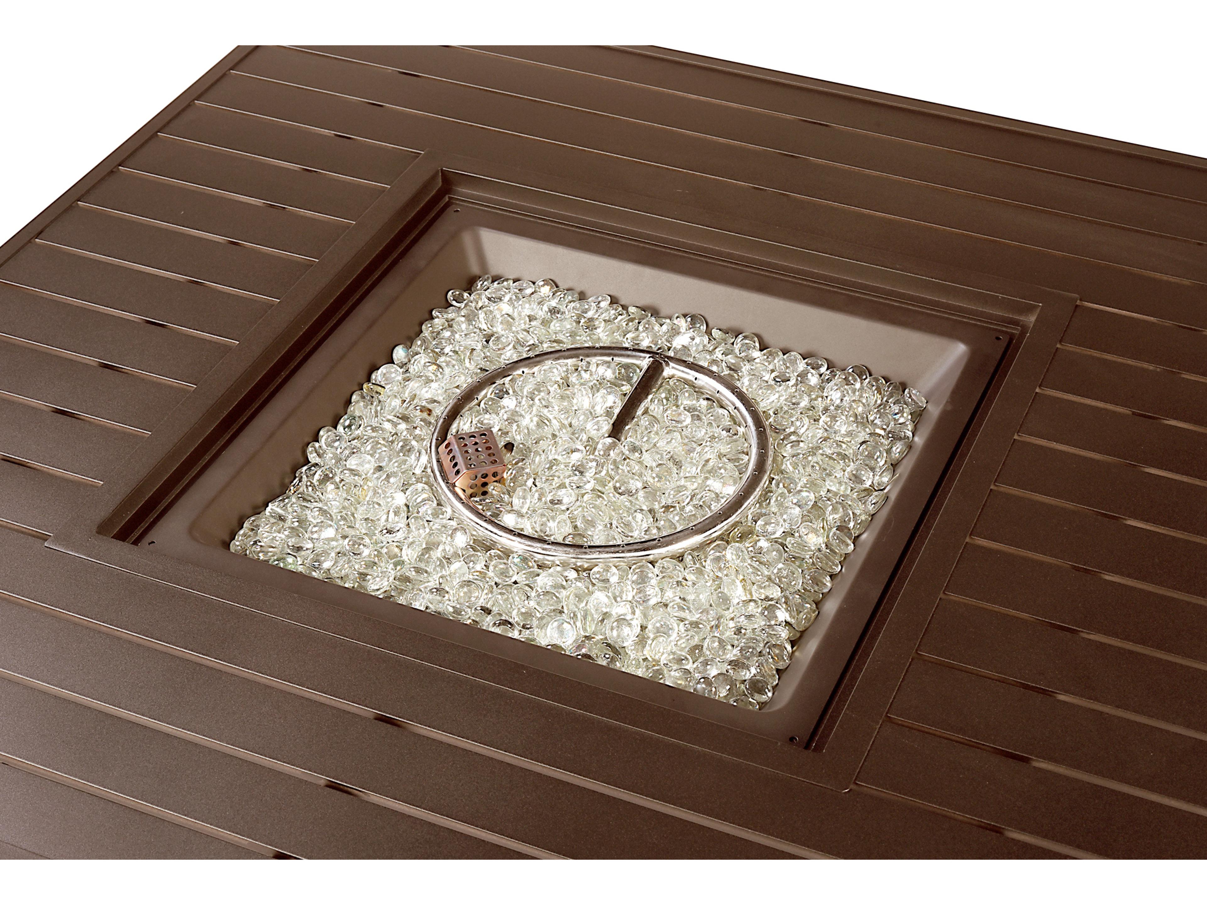 Oakland Living Square Aluminum Propane Outdoor Patio Fire Pit Table with Glass Beads