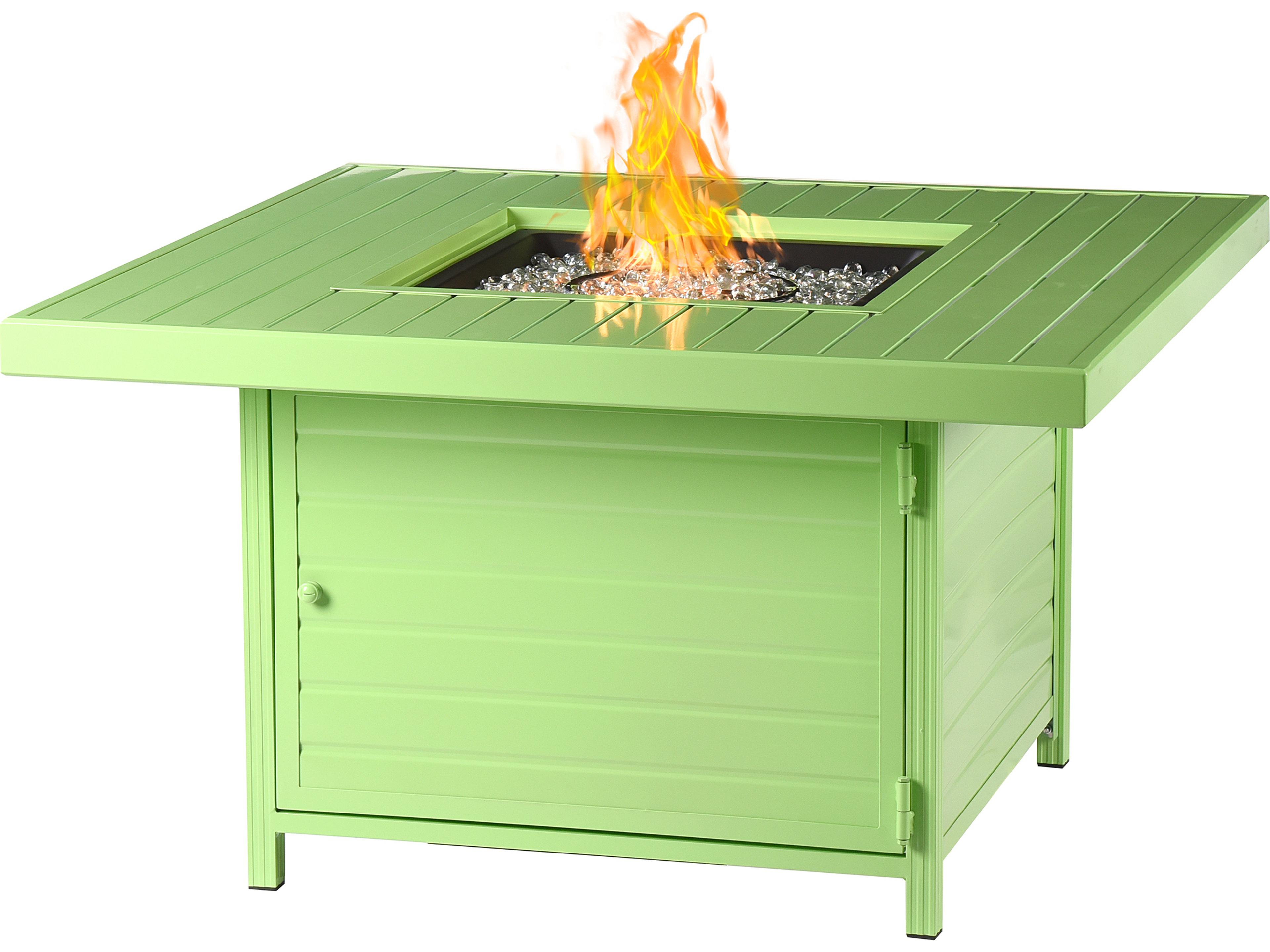 Square Aluminum Propane Patio Fire Pit Table with Glass Beads
