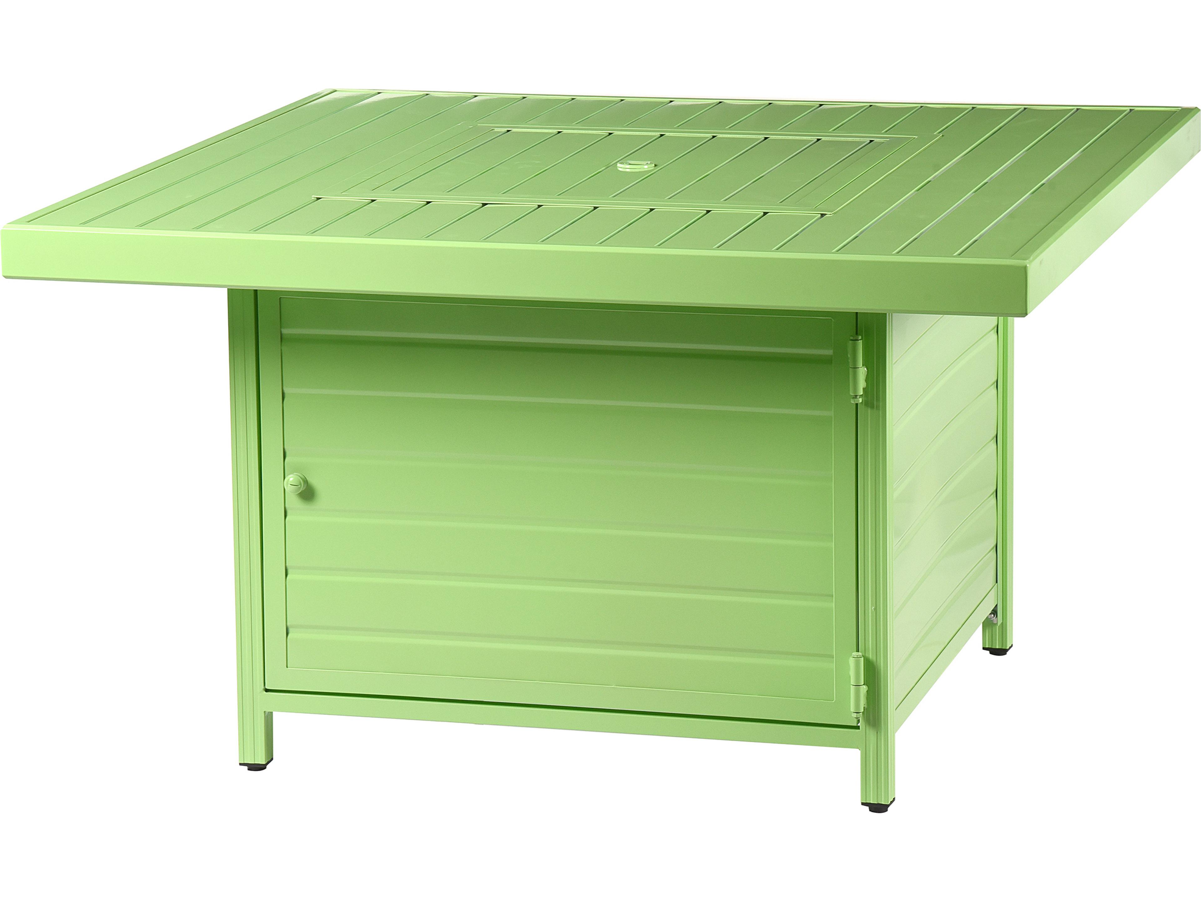 Oakland Living Square Aluminum Propane Patio Fire Pit Table with Glass Beads