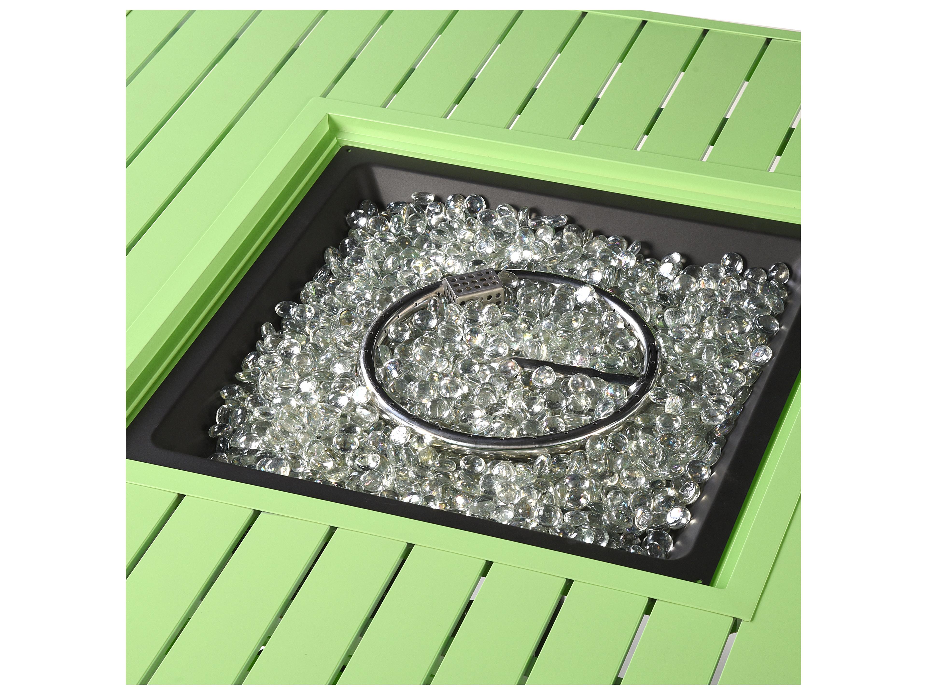 Oakland Living Square Aluminum Propane Patio Fire Pit Table with Glass Beads