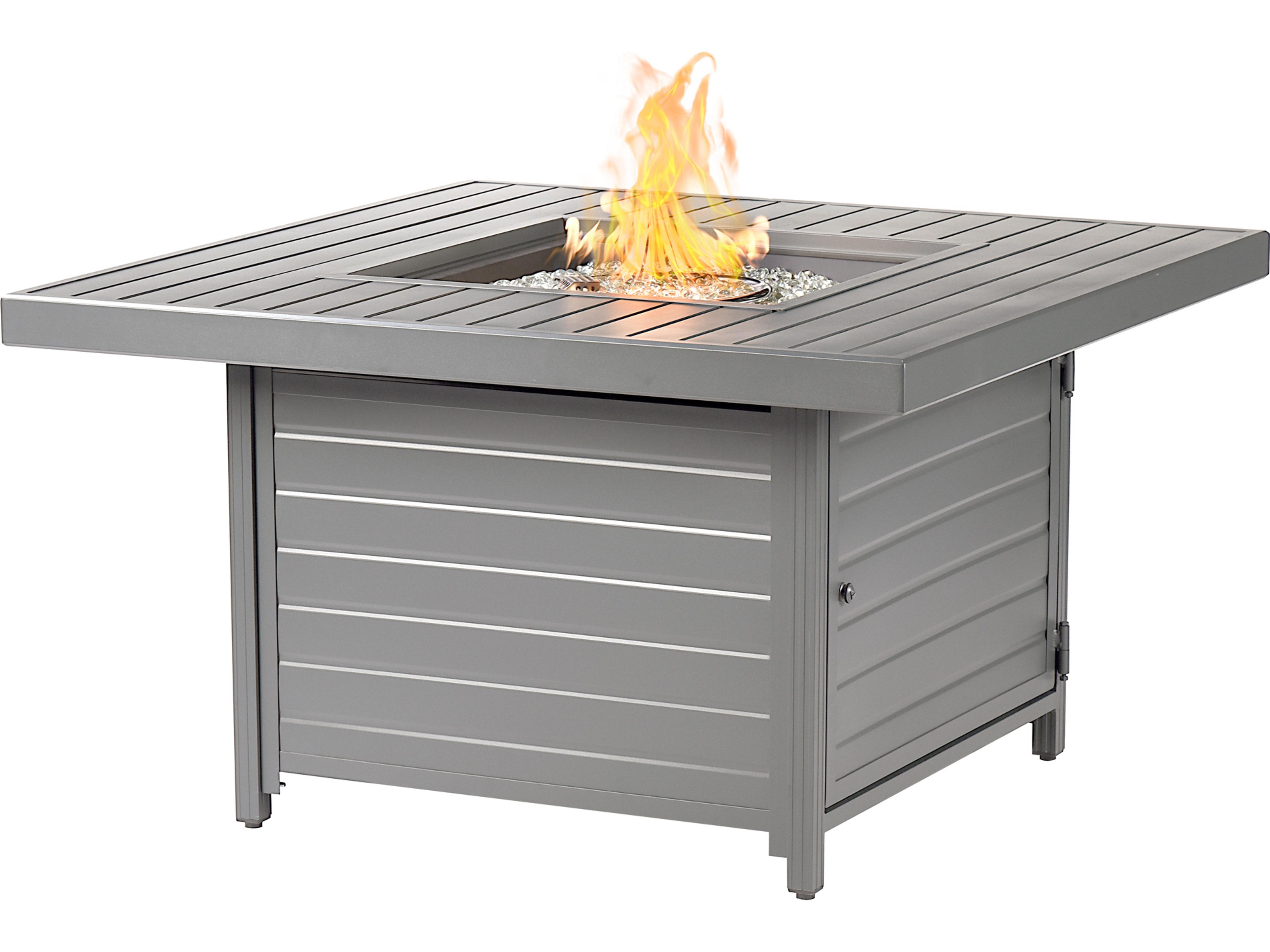 Square Aluminum Propane Outdoor Fire Pit Table with Glass Beads